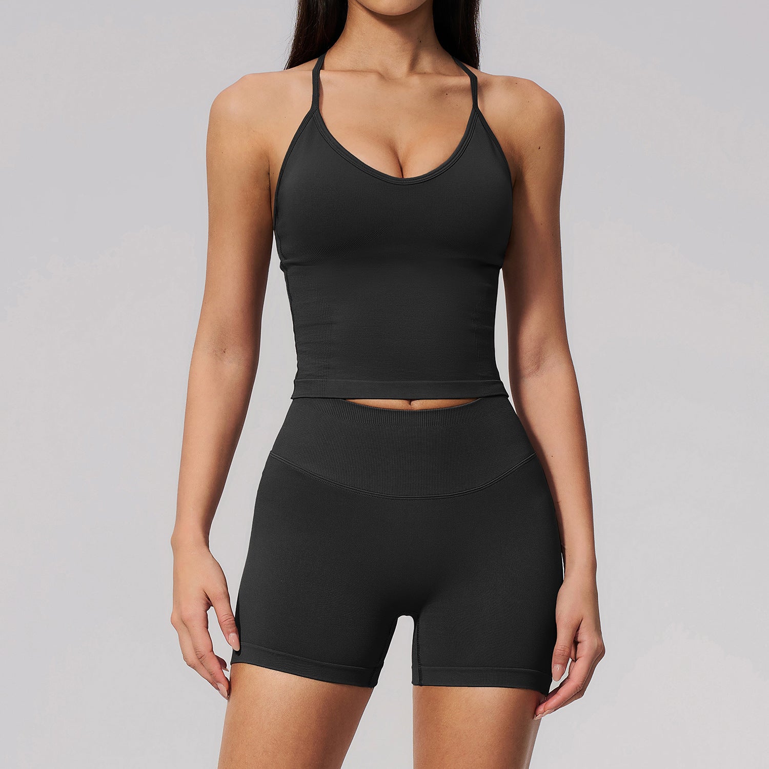 Women's Seamless Compression Workout bras with shorts Set
