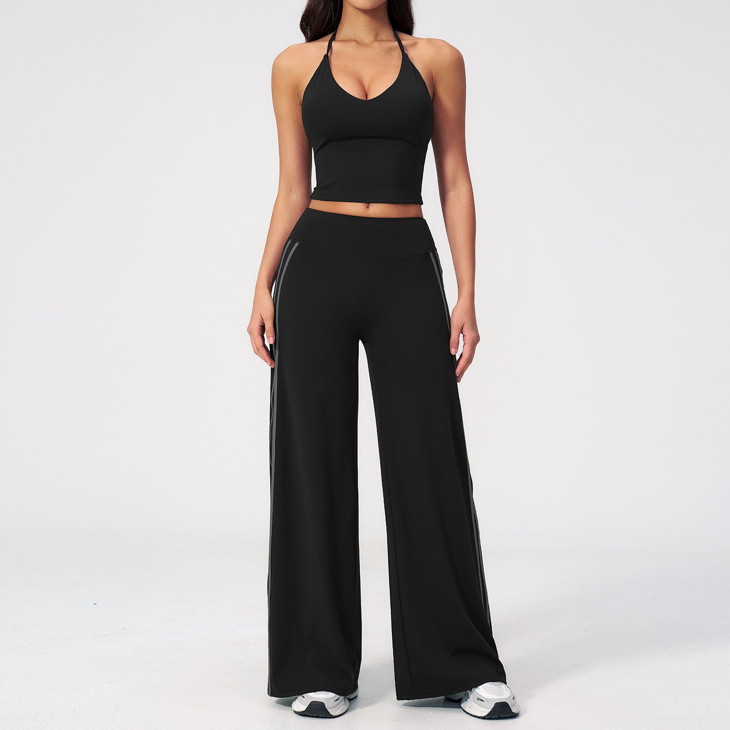 Women's V-neck open-back yoga set quick-drying suitable for running and yoga