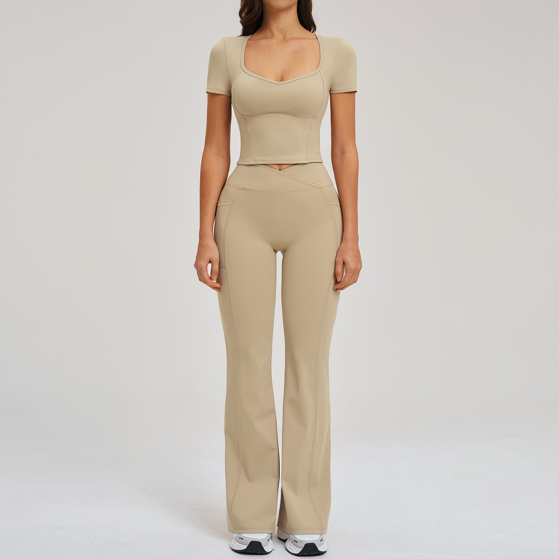 Women's quick-drying short sleeve shirts with pants yoga set