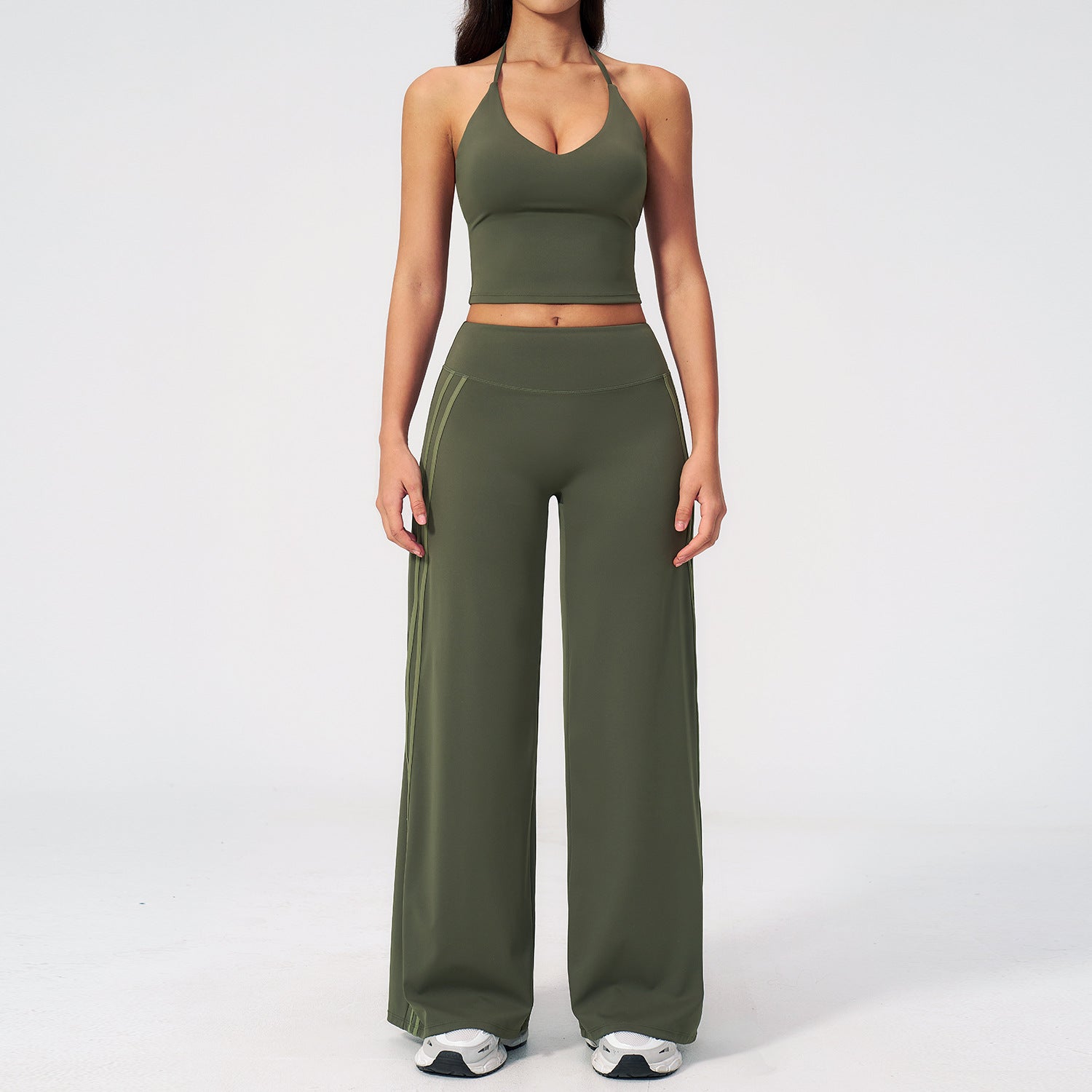 Women's V-neck open-back yoga set quick-drying suitable for running and yoga
