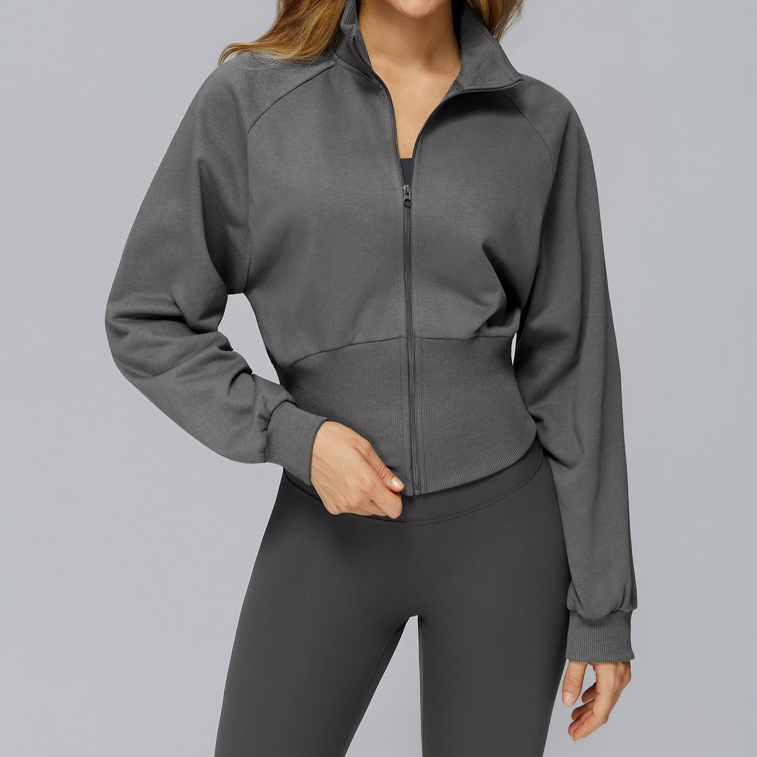 Stand-up collar windproof zippered warm jacket