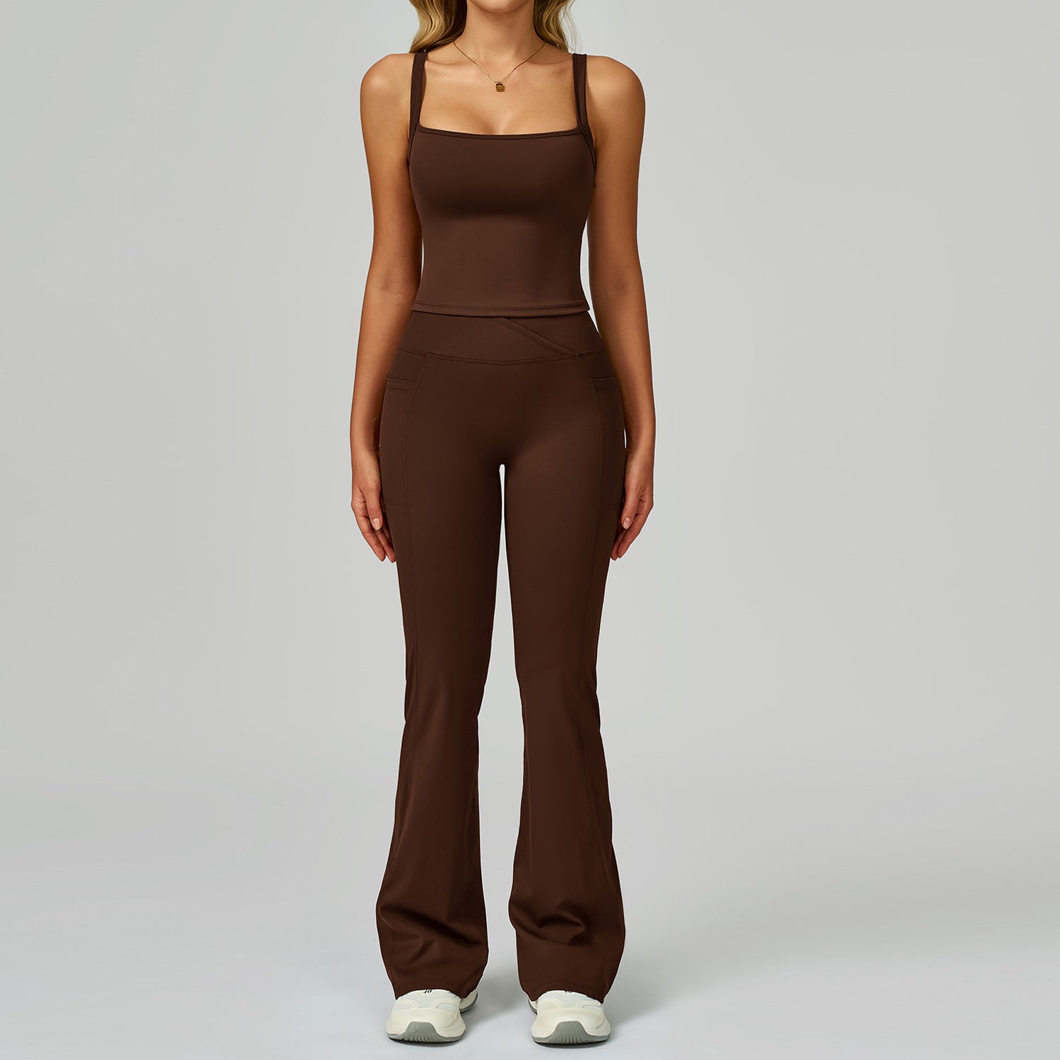 Threaded yoga suit high waist tight slimming set