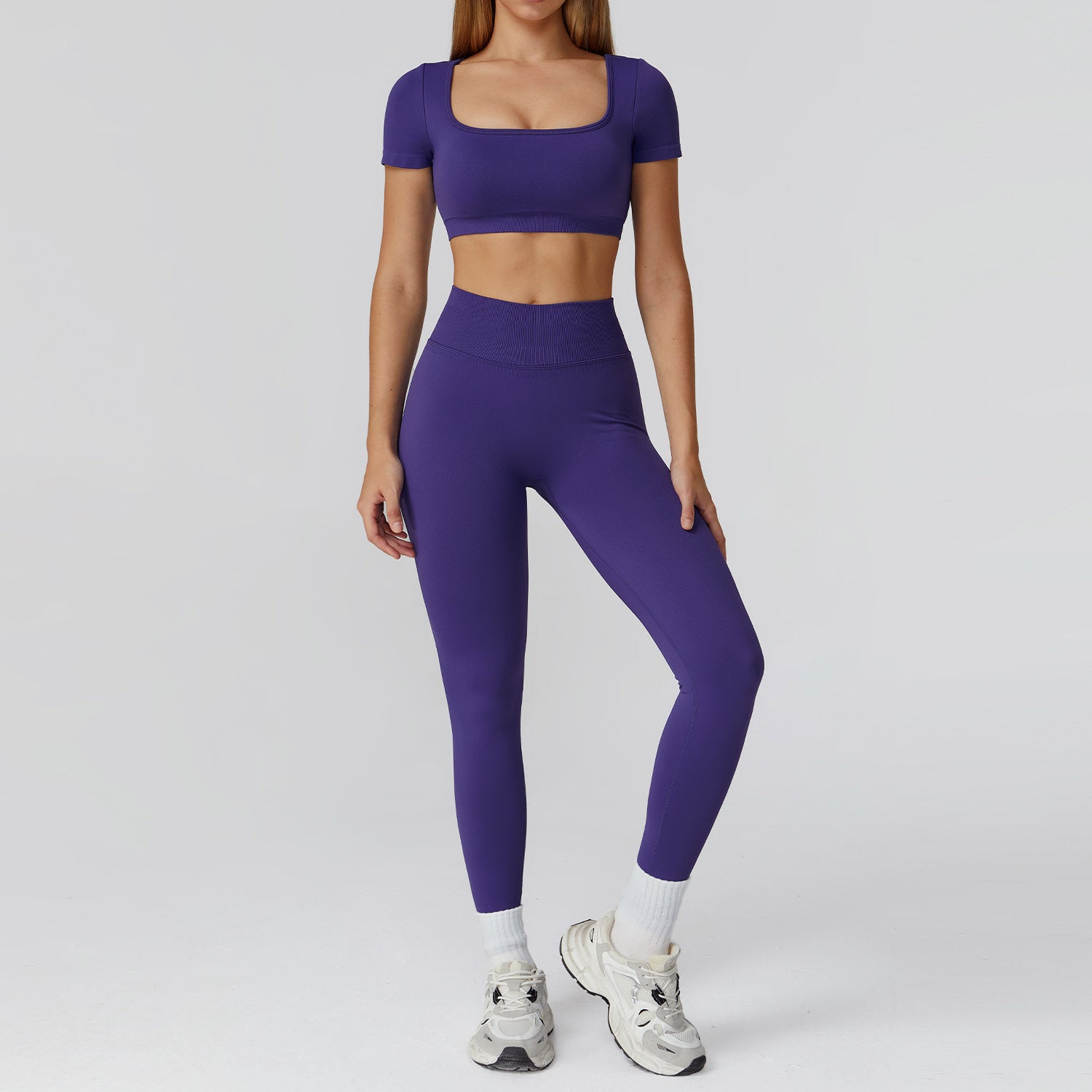 Seamless Women's Hollow Beautiful Back Running Sports short sleeve Fitness Suit