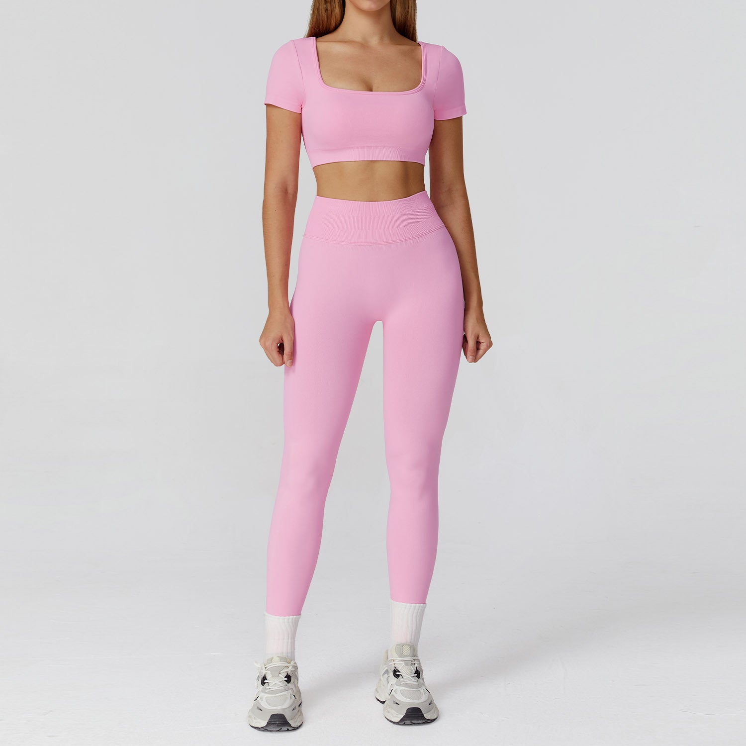 Seamless Women's Hollow Beautiful Back Running Sports short sleeve Fitness Suit