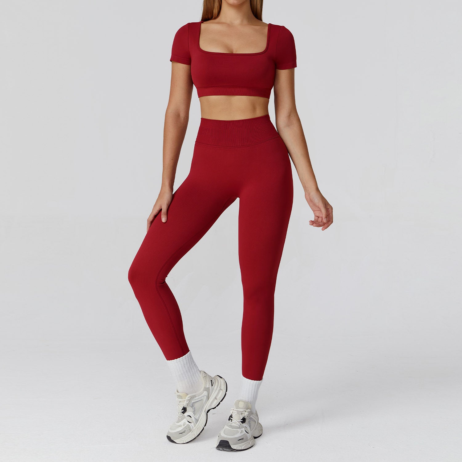 Seamless Women's Hollow Beautiful Back Running Sports short sleeve Fitness Suit