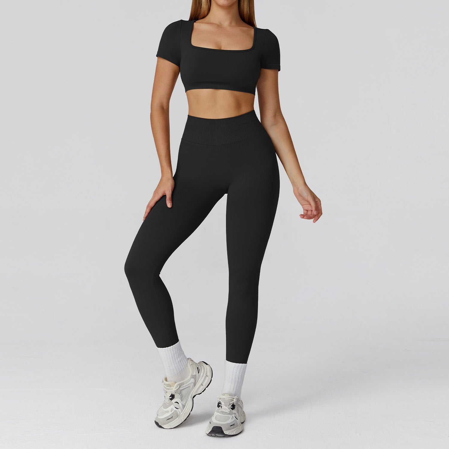 Seamless Women's Hollow Beautiful Back Running Sports short sleeve Fitness Suit