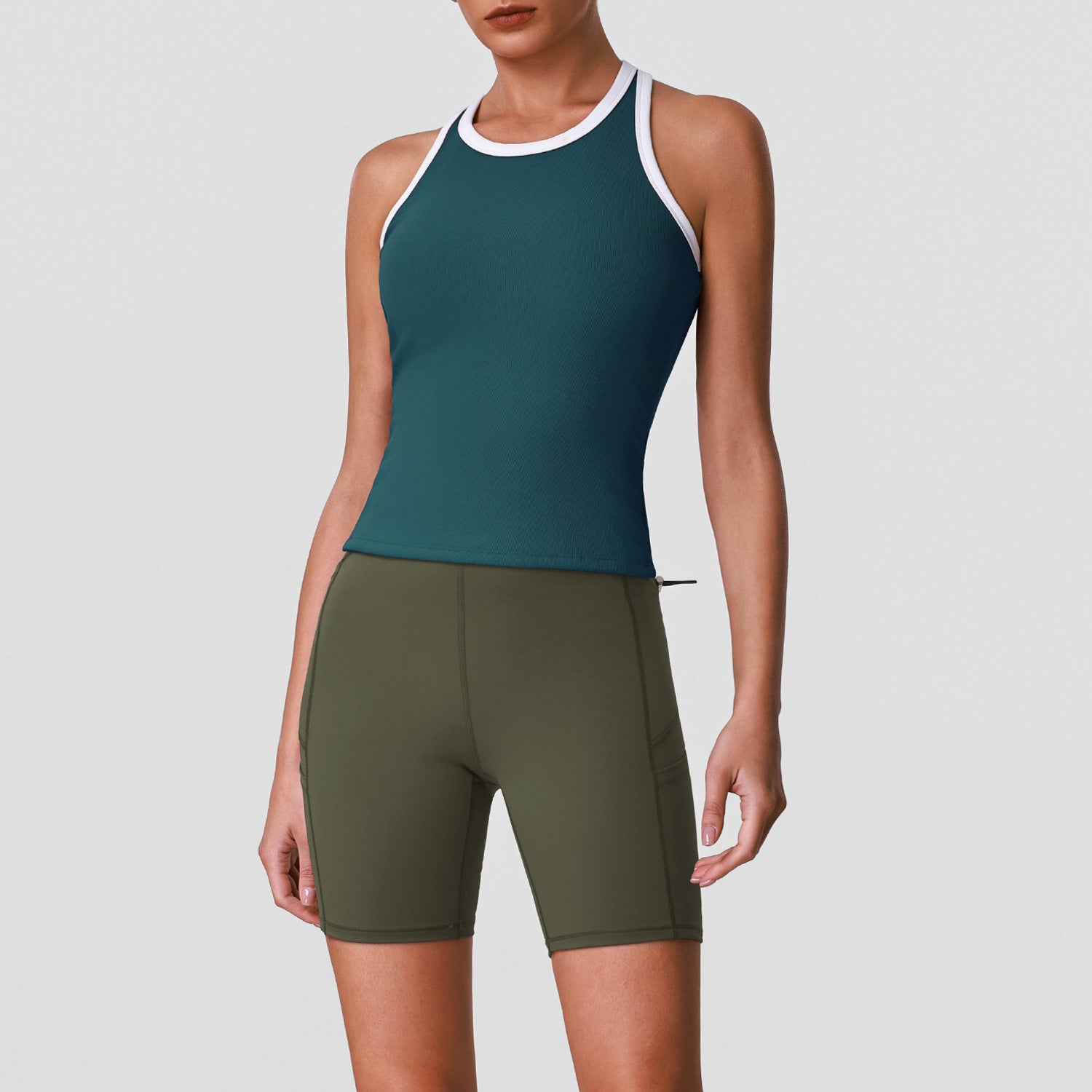 Women's Quick-Drying Sleeveless Tank Top with Butt-Lifting Sports Shorts Fitness Set