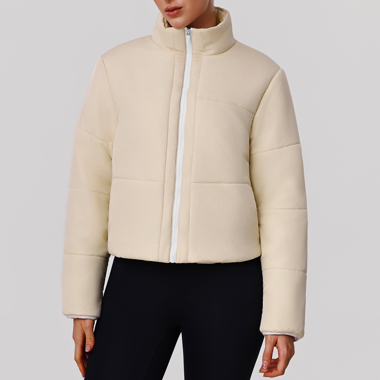 Windproof short puffer jacket