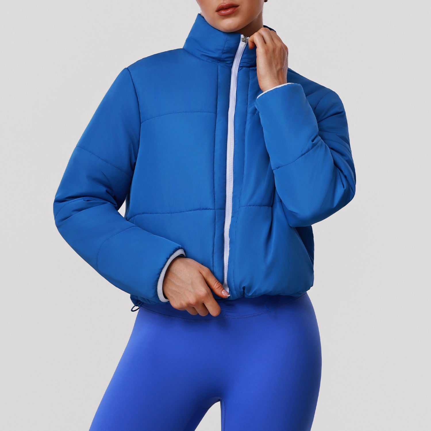 Windproof short puffer jacket