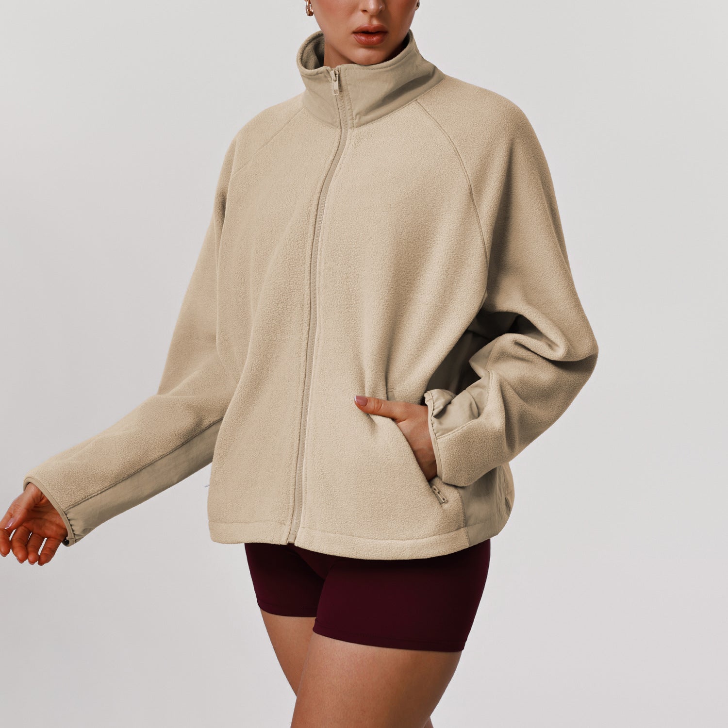New warm and loose fleece casual jacket