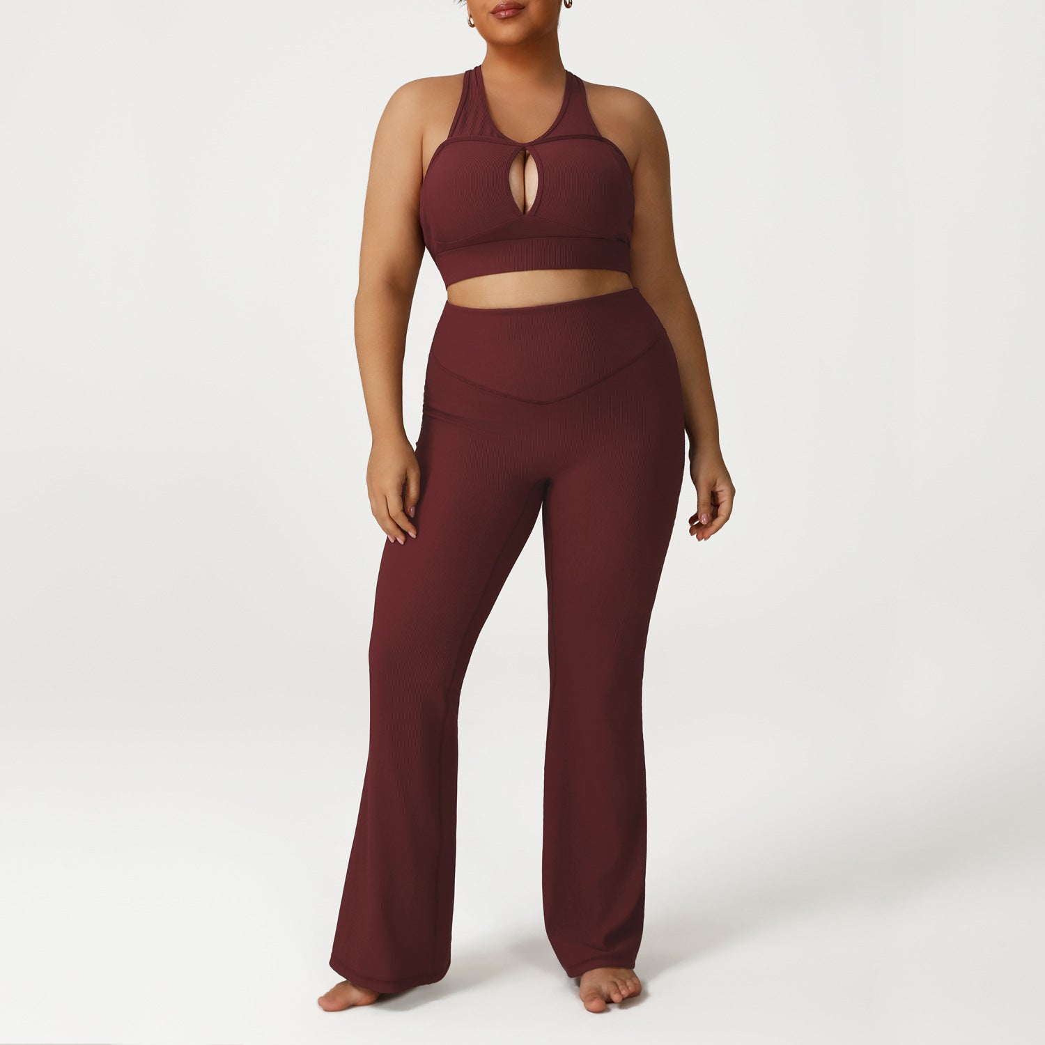 High-waisted tummy-controlling plus-size yoga bras suit