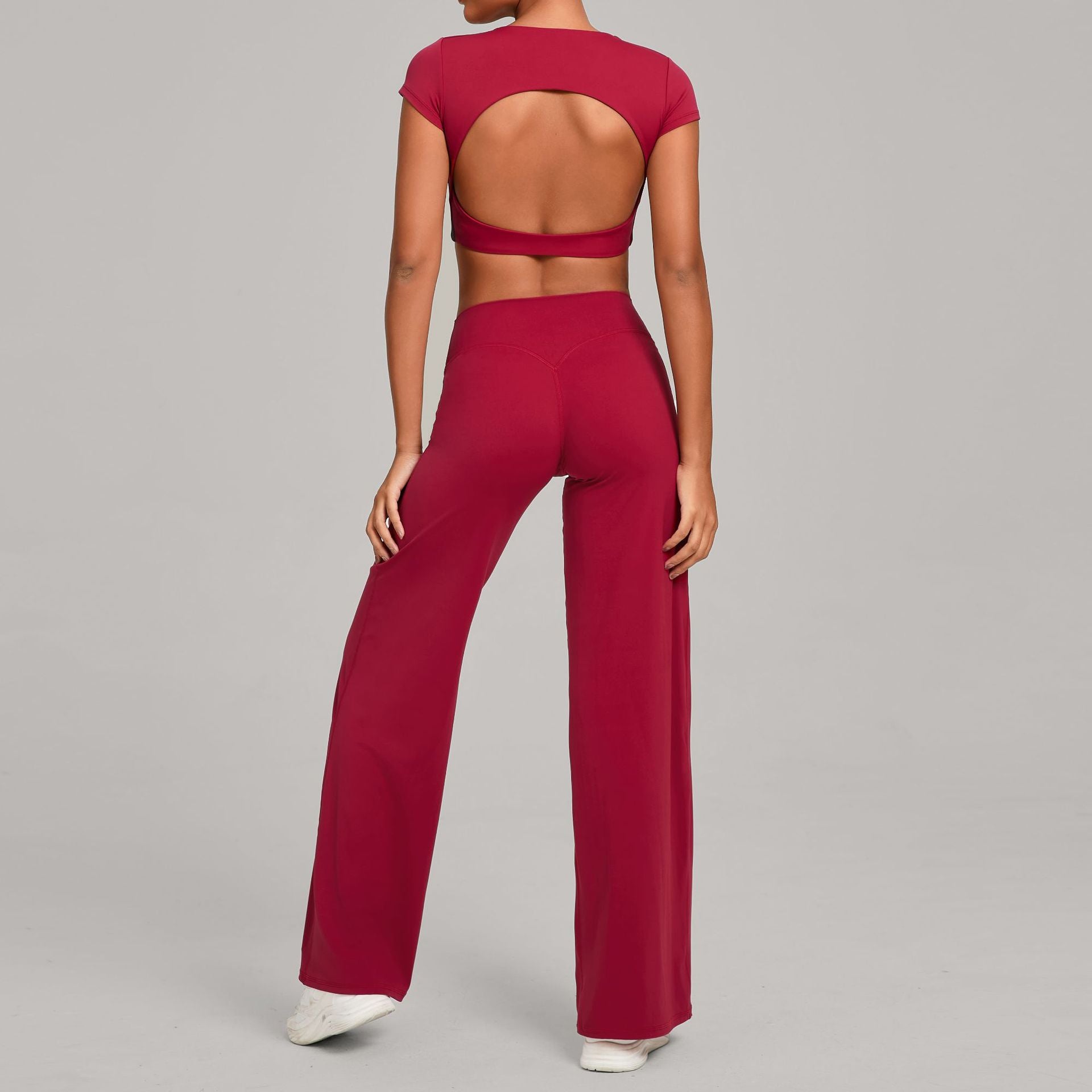 Quick-Drying Tight Backless Short sleeve tops Fitness Set