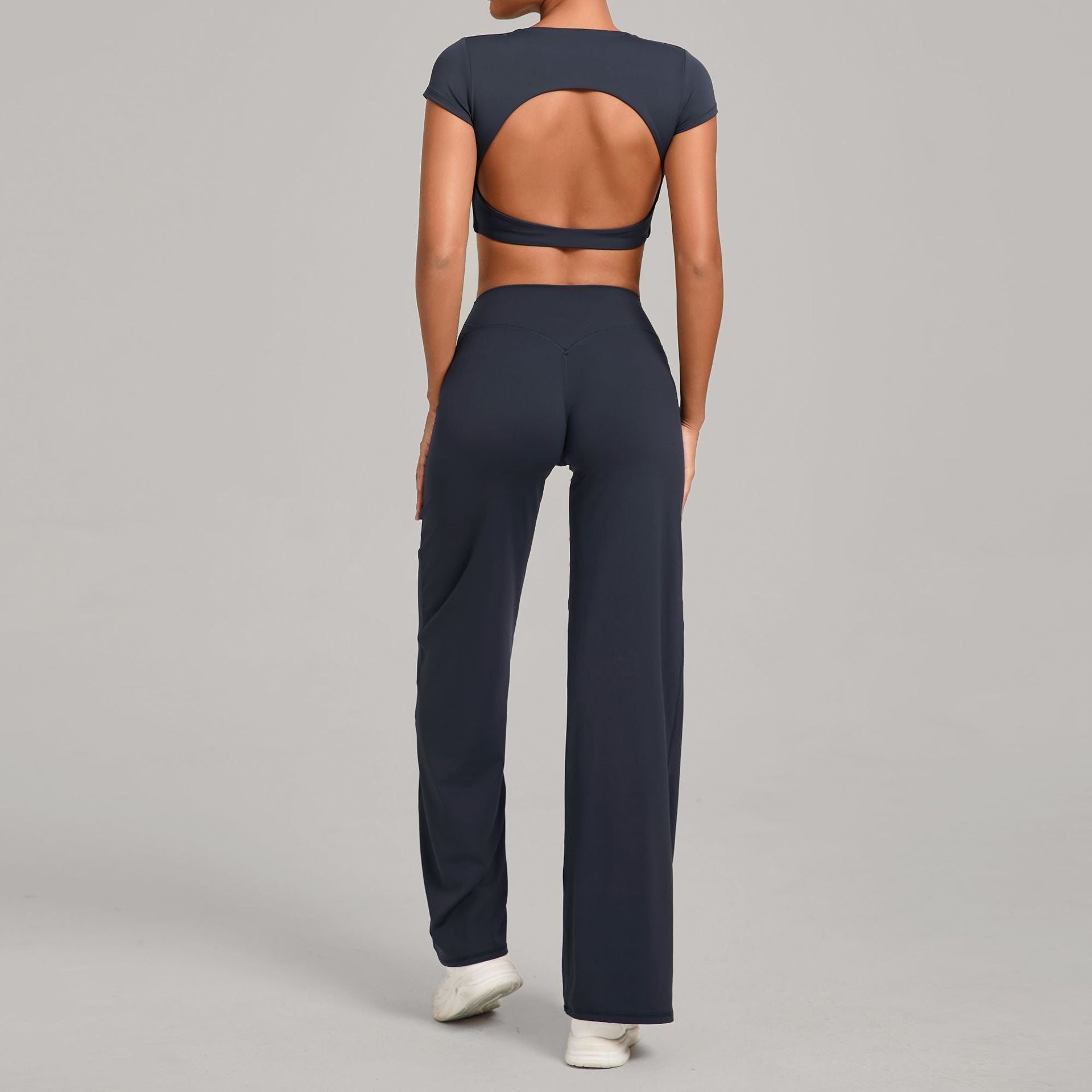 Quick-Drying Tight Backless Short sleeve tops Fitness Set
