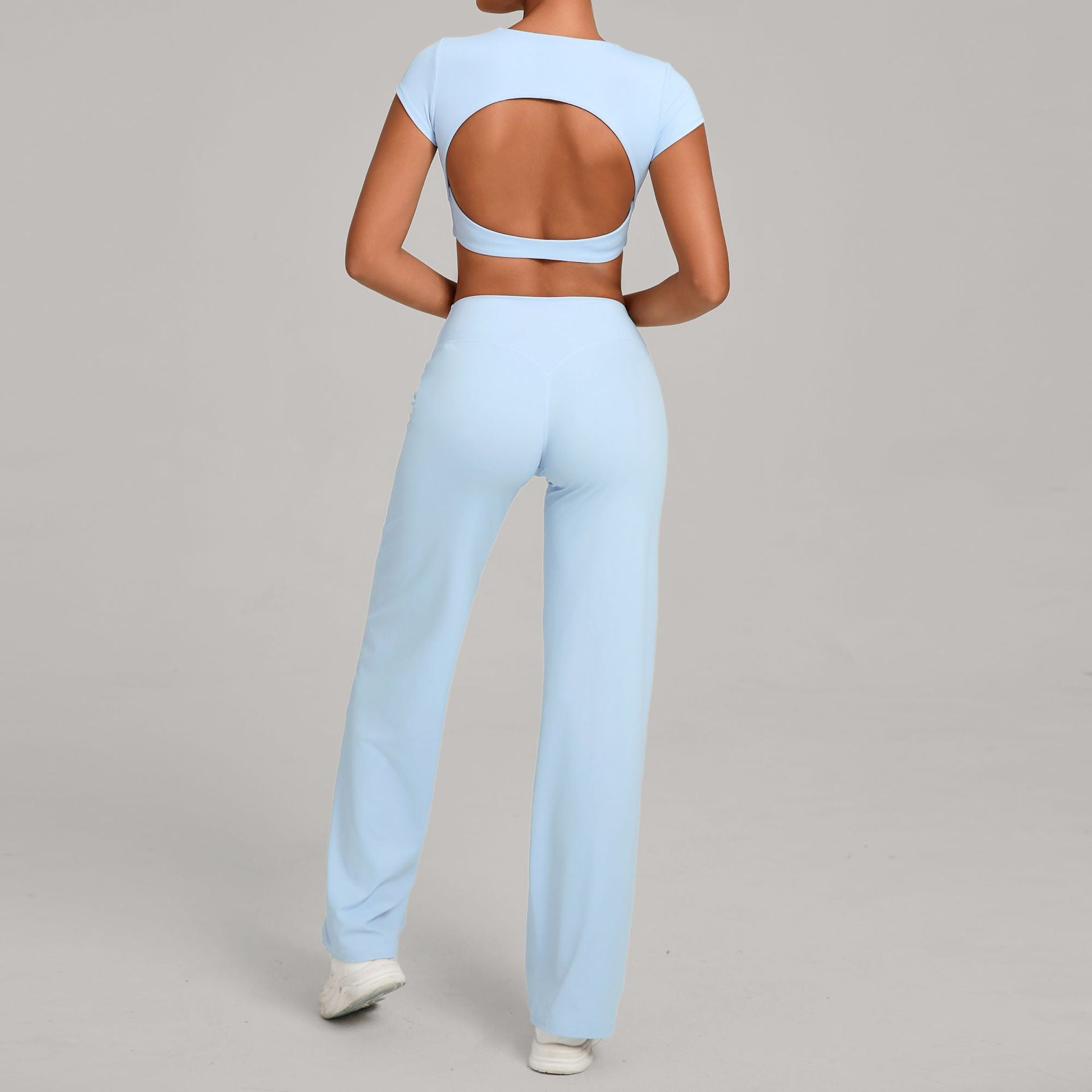 Quick-Drying Tight Backless Short sleeve tops Fitness Set