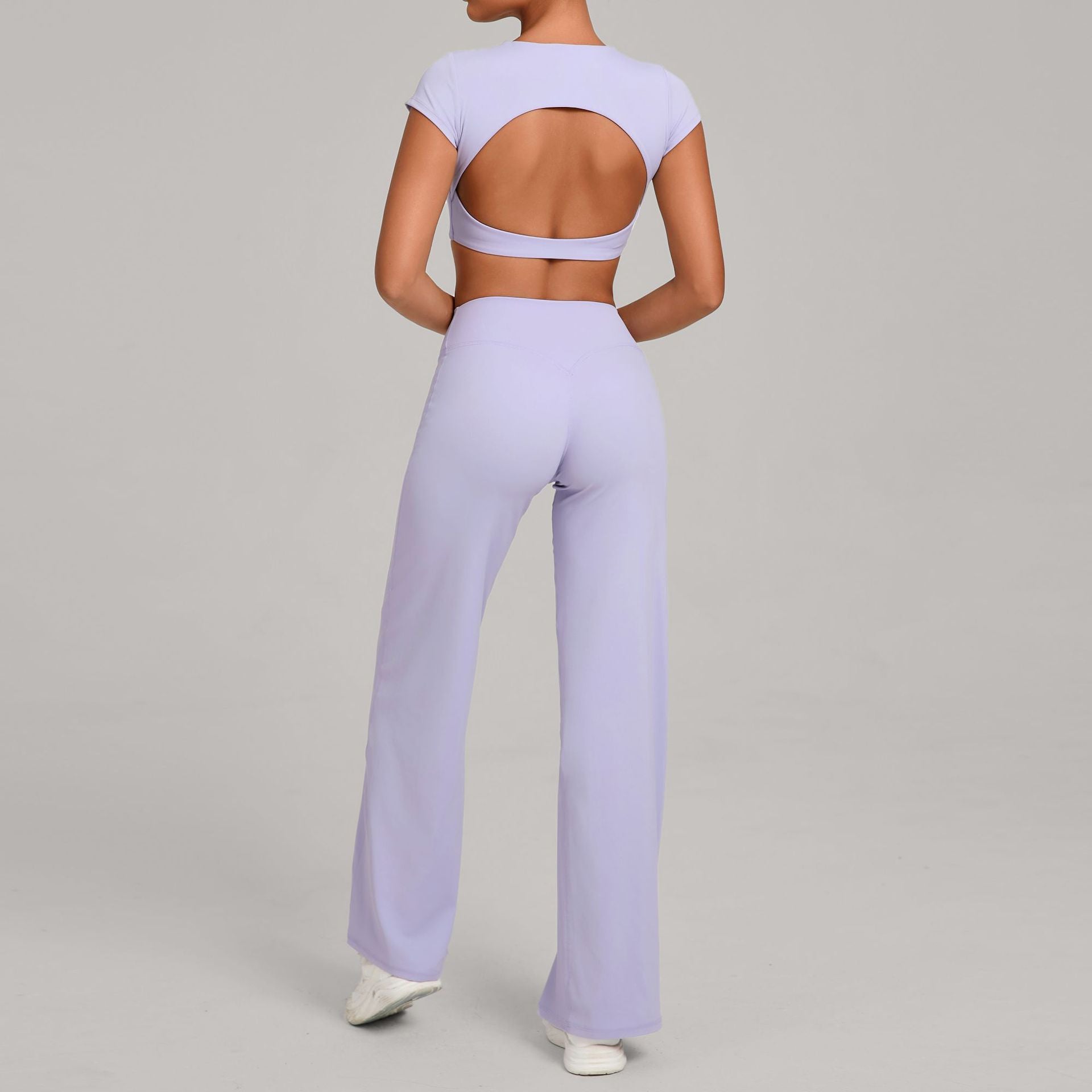 Quick-Drying Tight Backless Short sleeve tops Fitness Set