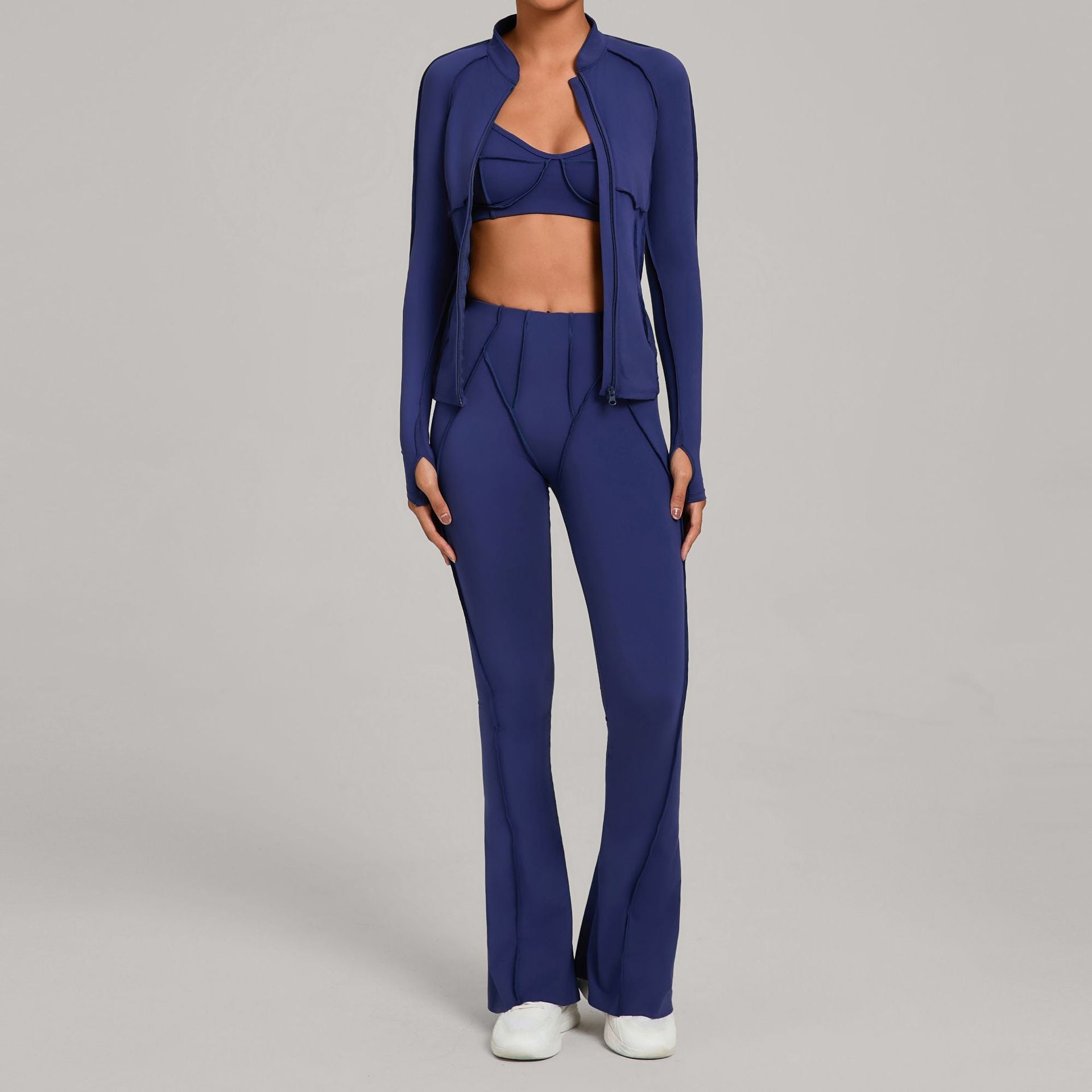 Women's Casual Running Fitness Outer Wear Tight Sports Three-Piece Set