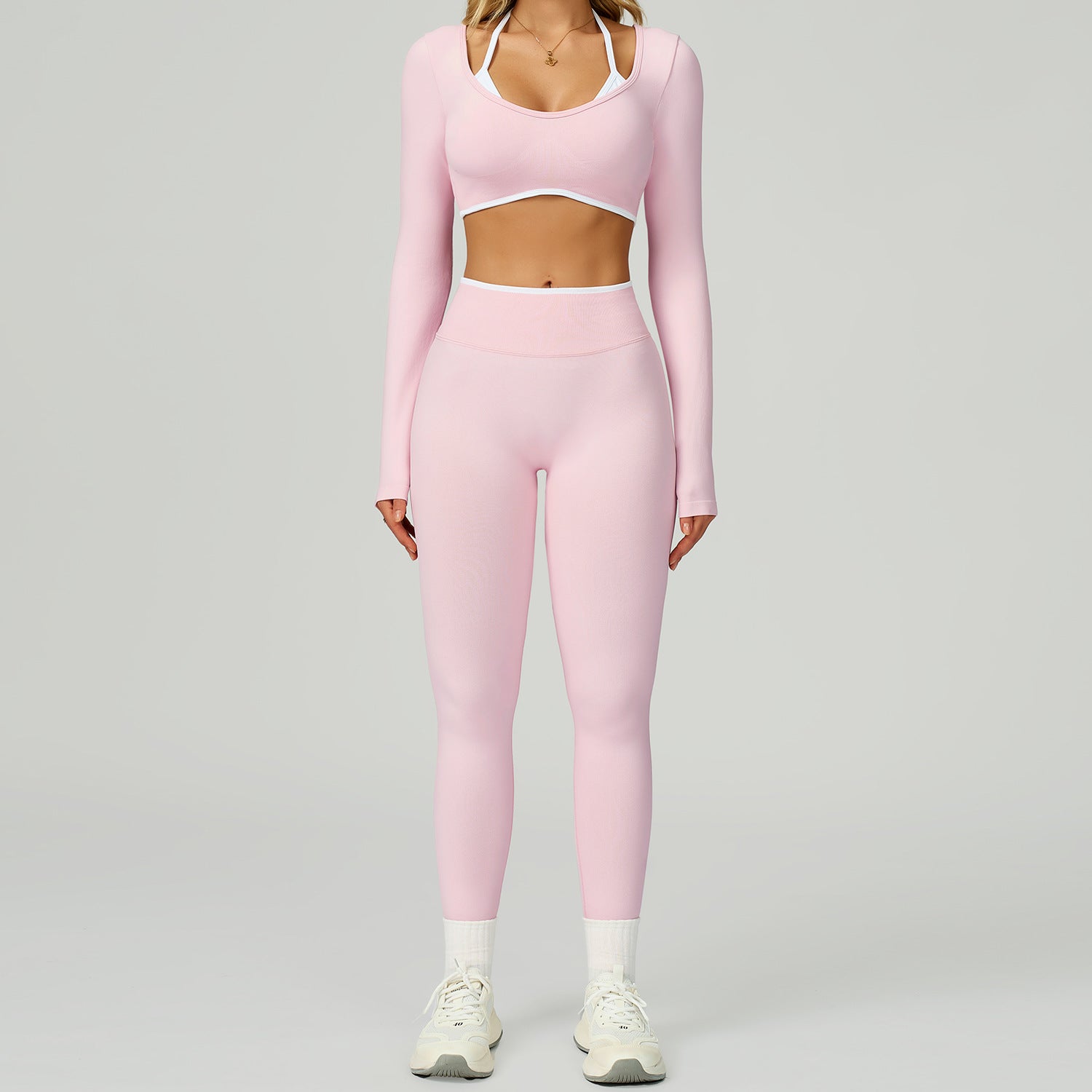 Women's wholesale seamless sports long sleeve tops sets
