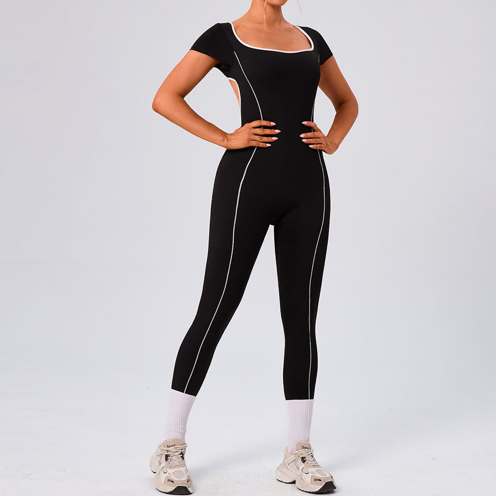Hollow-out quick-drying backless bodysuit