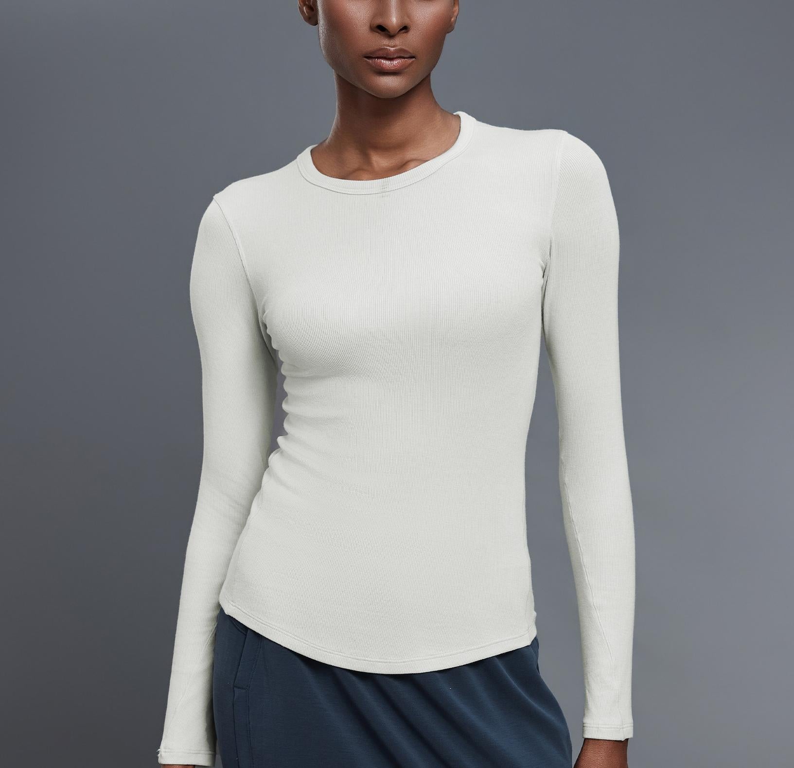 Elastic slim fit fitness yoga wear long sleeve top