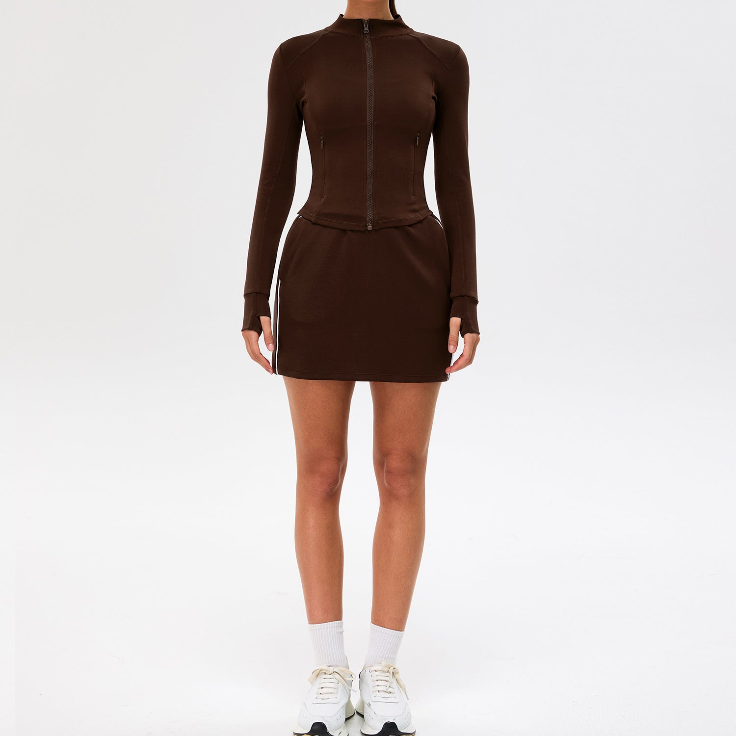 New autumn color-blocked casual short skirt suit