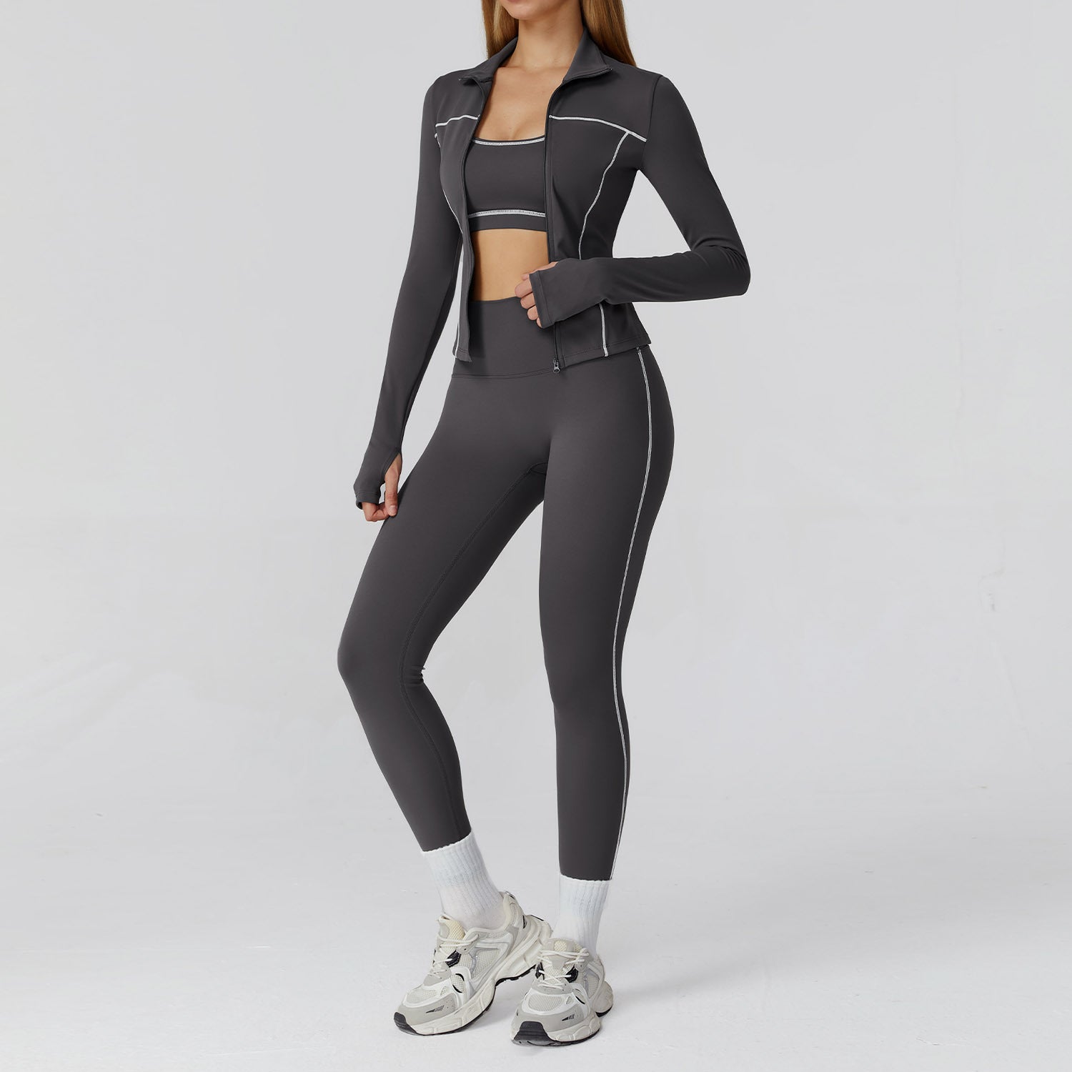 Slim-fit yoga fitness wear casual running sports three-piece suit