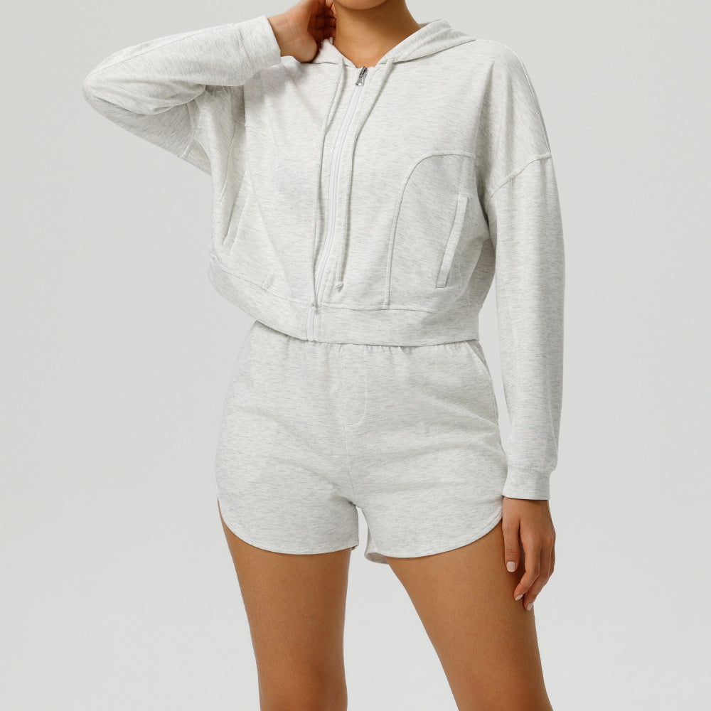 Women's wholesale jackets with shorts fitness suit