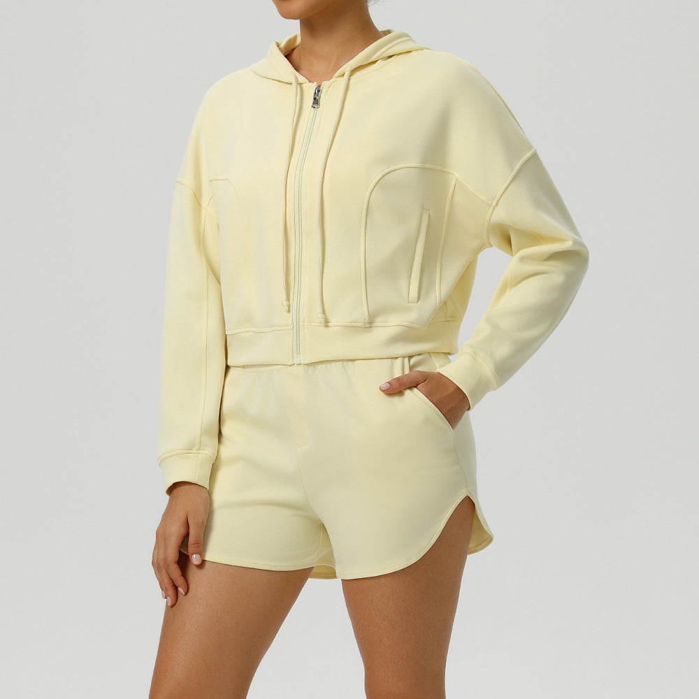 Women's wholesale jackets with shorts fitness suit