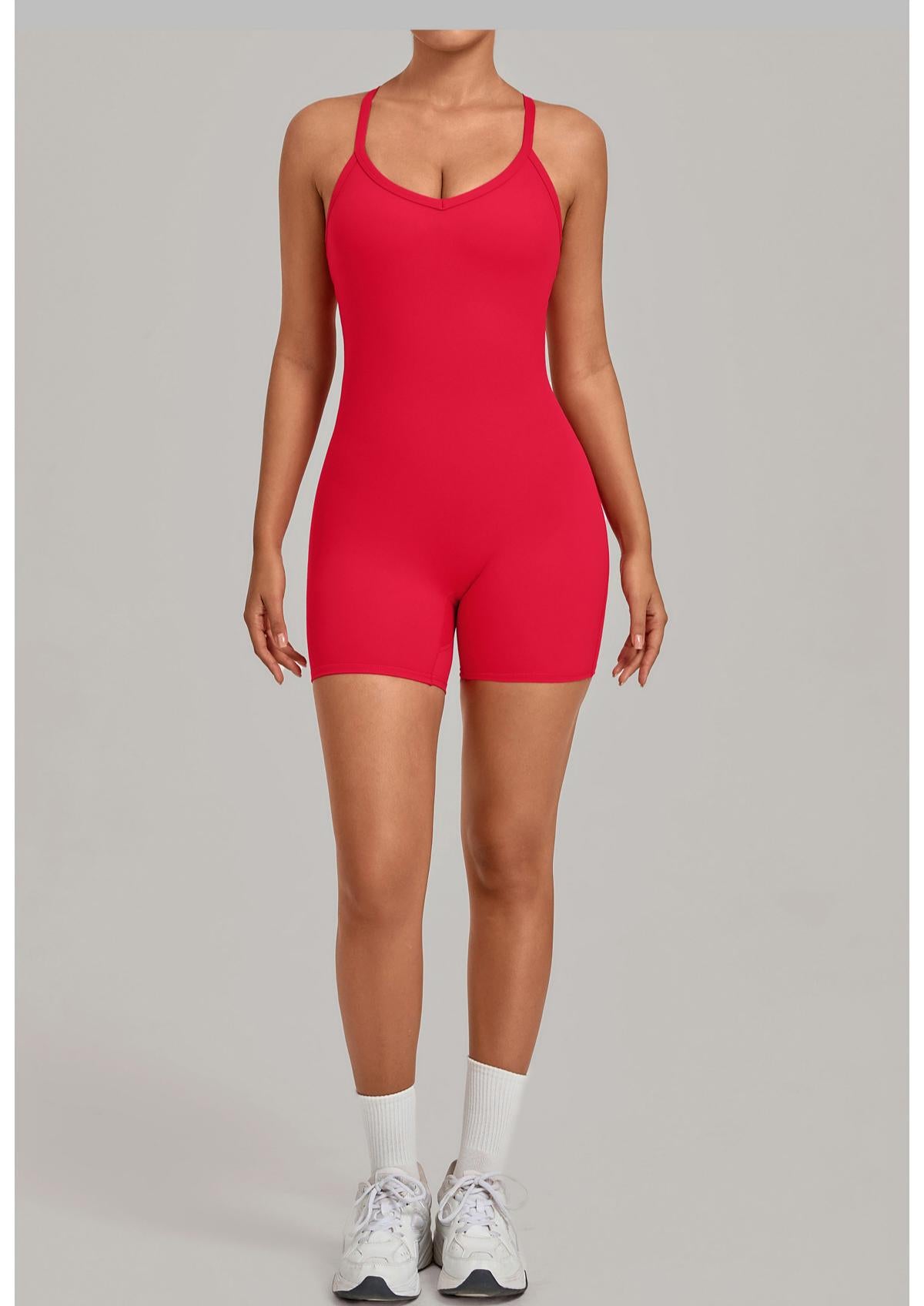 Adjustable Strap One-Piece Yoga Suit with Cross Waist Tummy Control and Butt Lift
