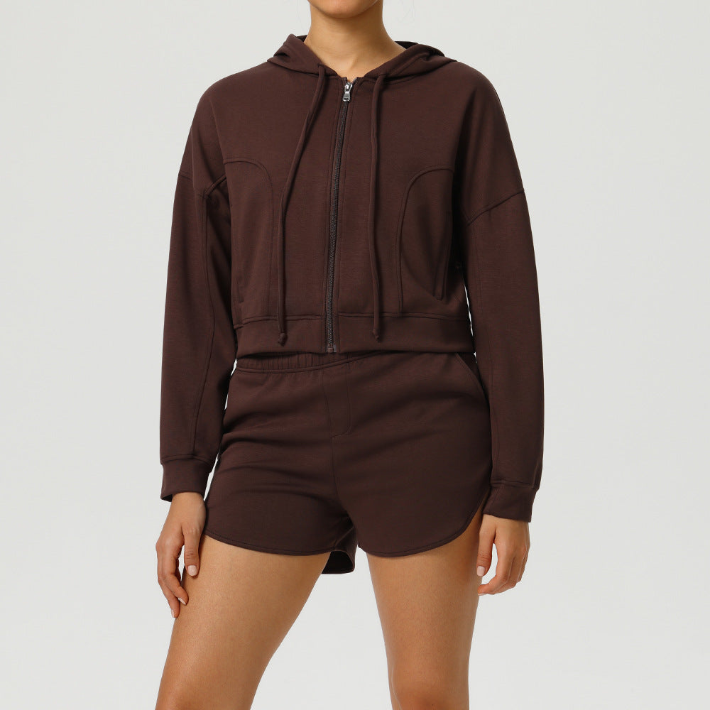 Women's wholesale jackets with shorts fitness suit