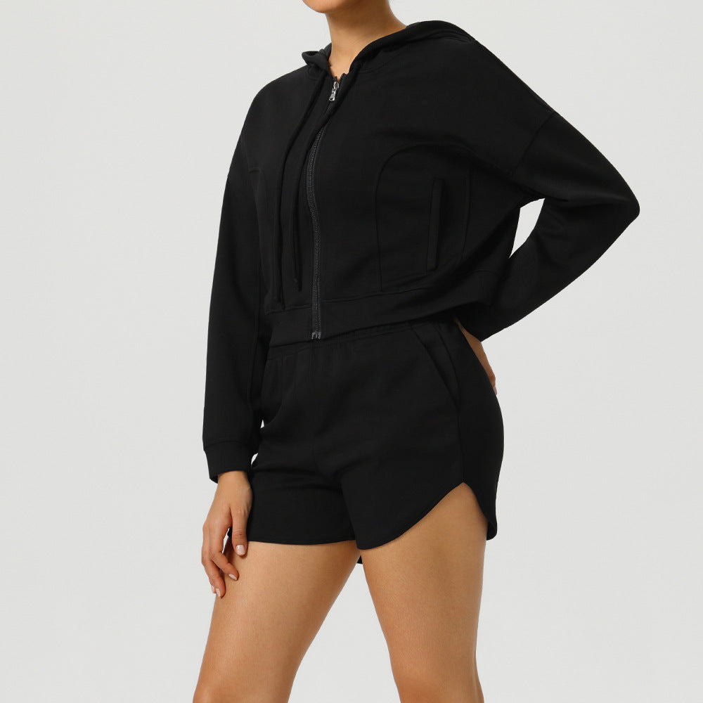 Women's wholesale jackets with shorts fitness suit