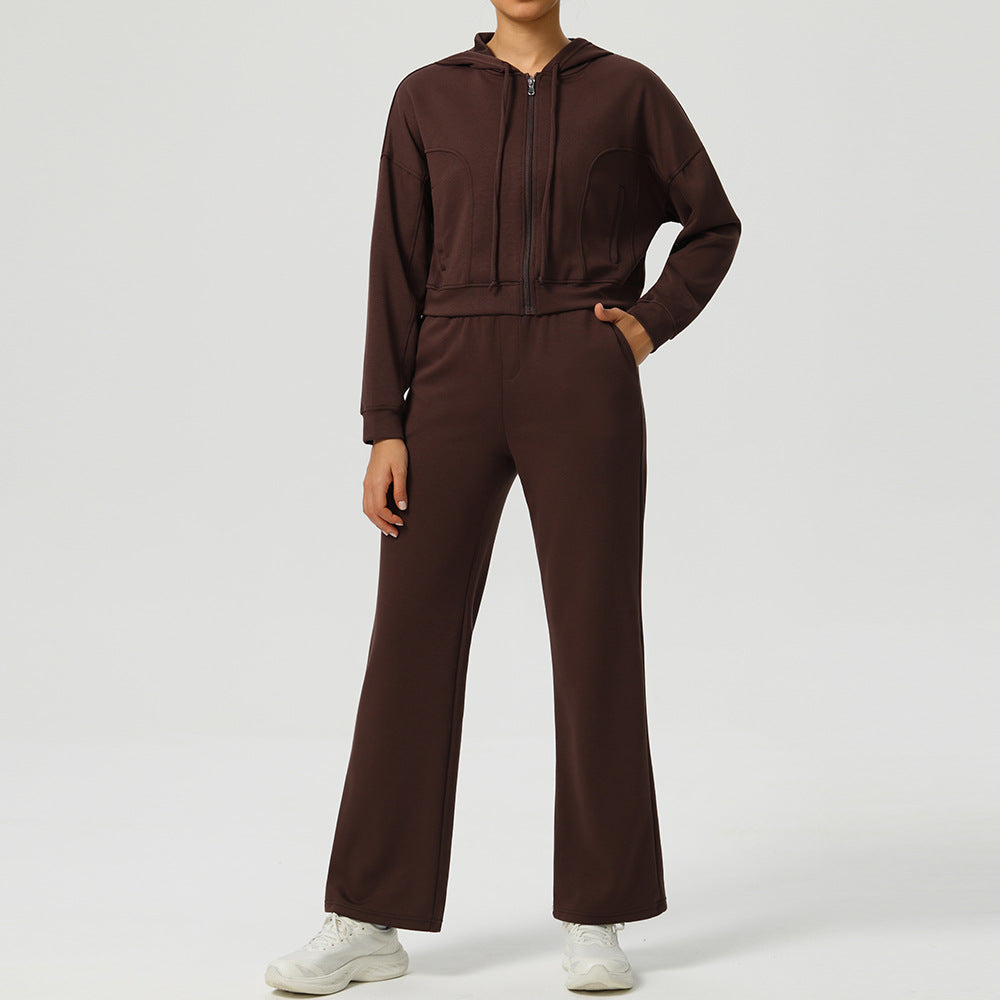 Casual Zipper Jacket with Loose Sweatpants Sports Suit