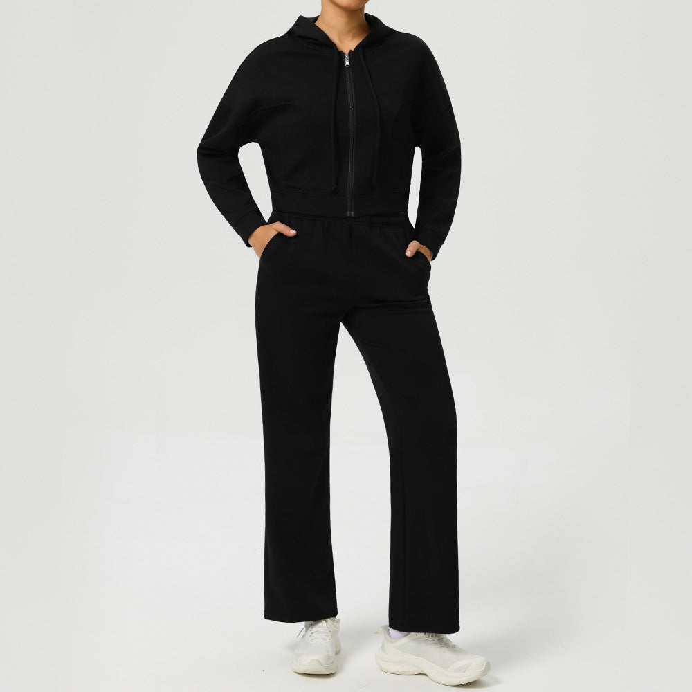 Casual Zipper Jacket with Loose Sweatpants Sports Suit