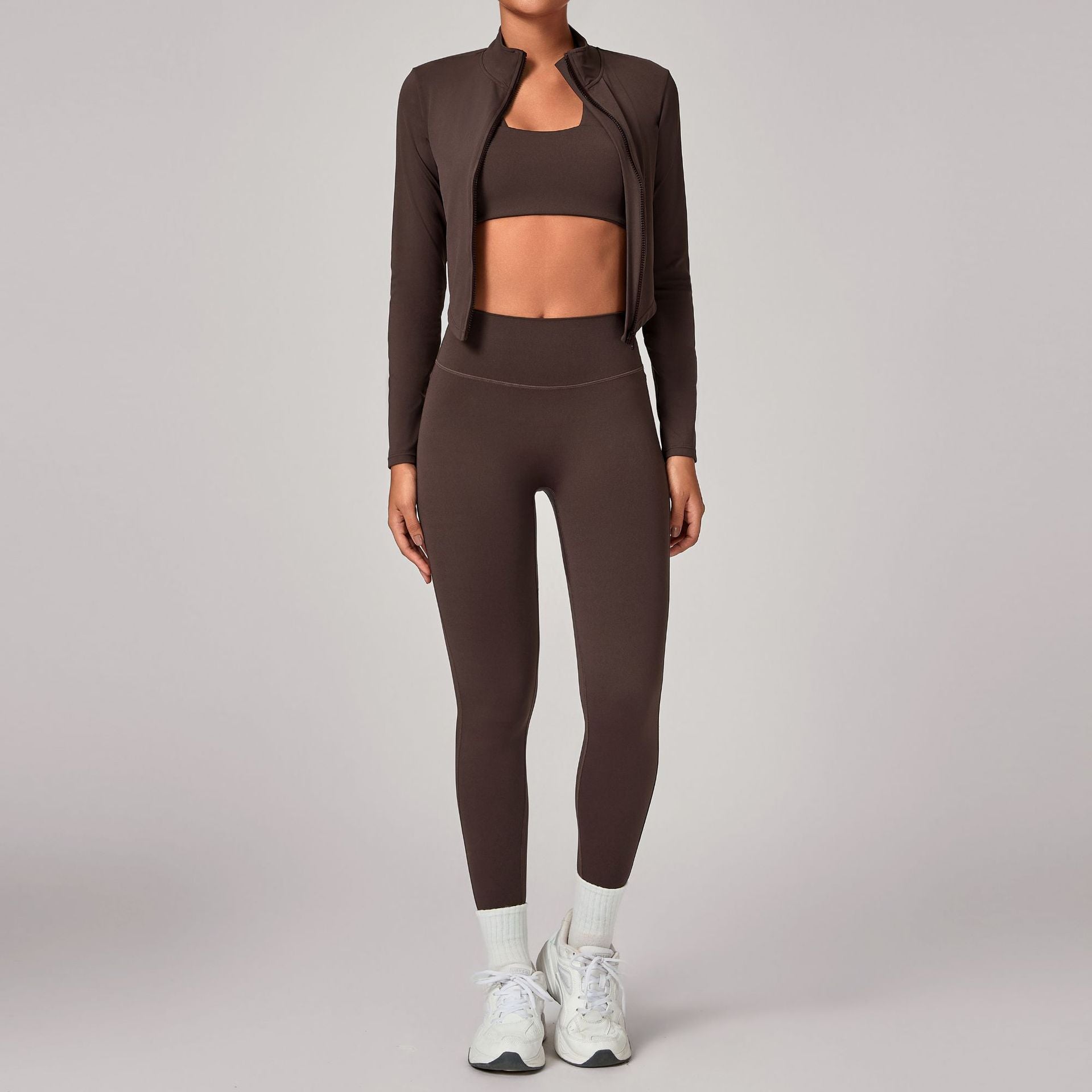 Slim-fit warm jacket for sports and running three-piece set