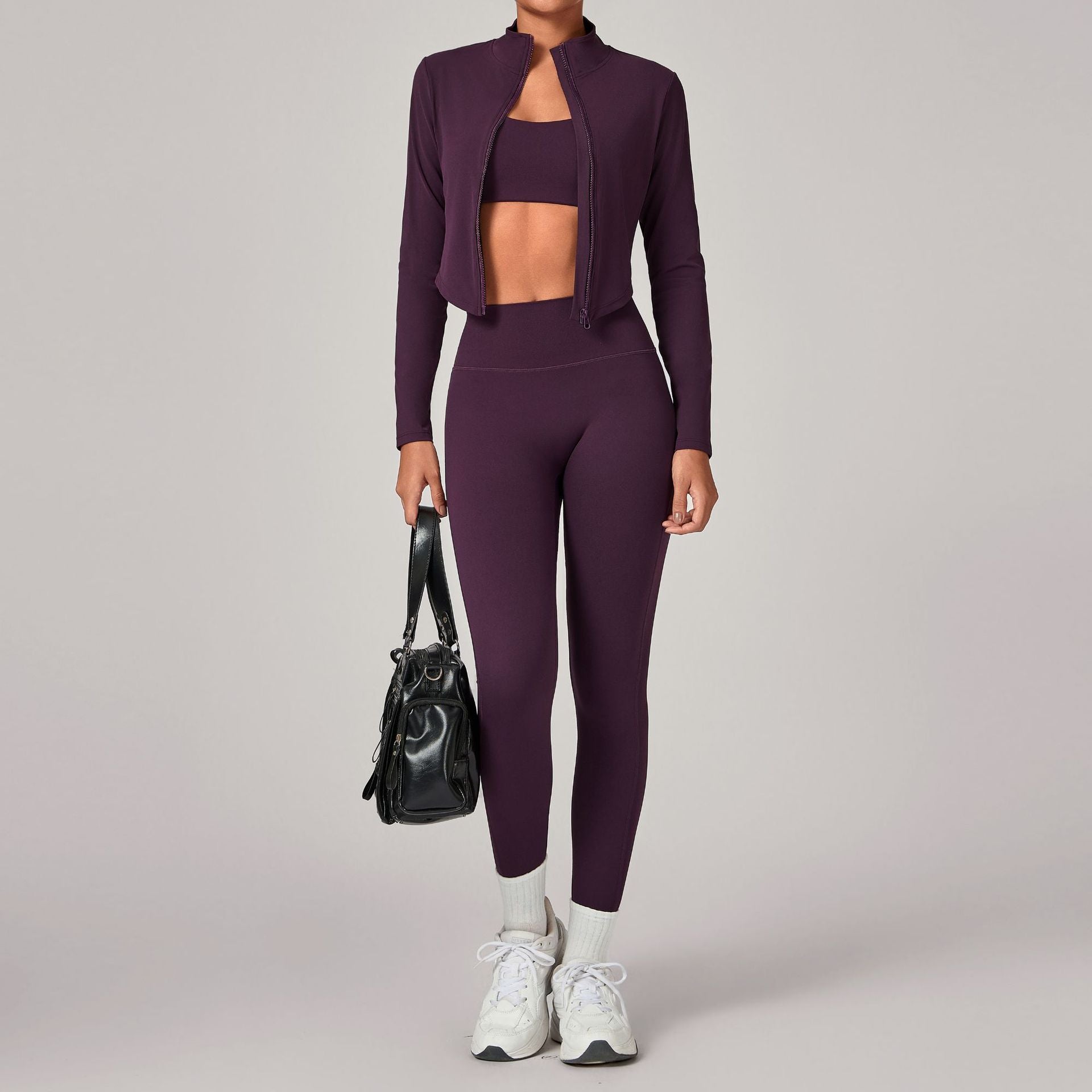 Slim-fit warm jacket for sports and running three-piece set
