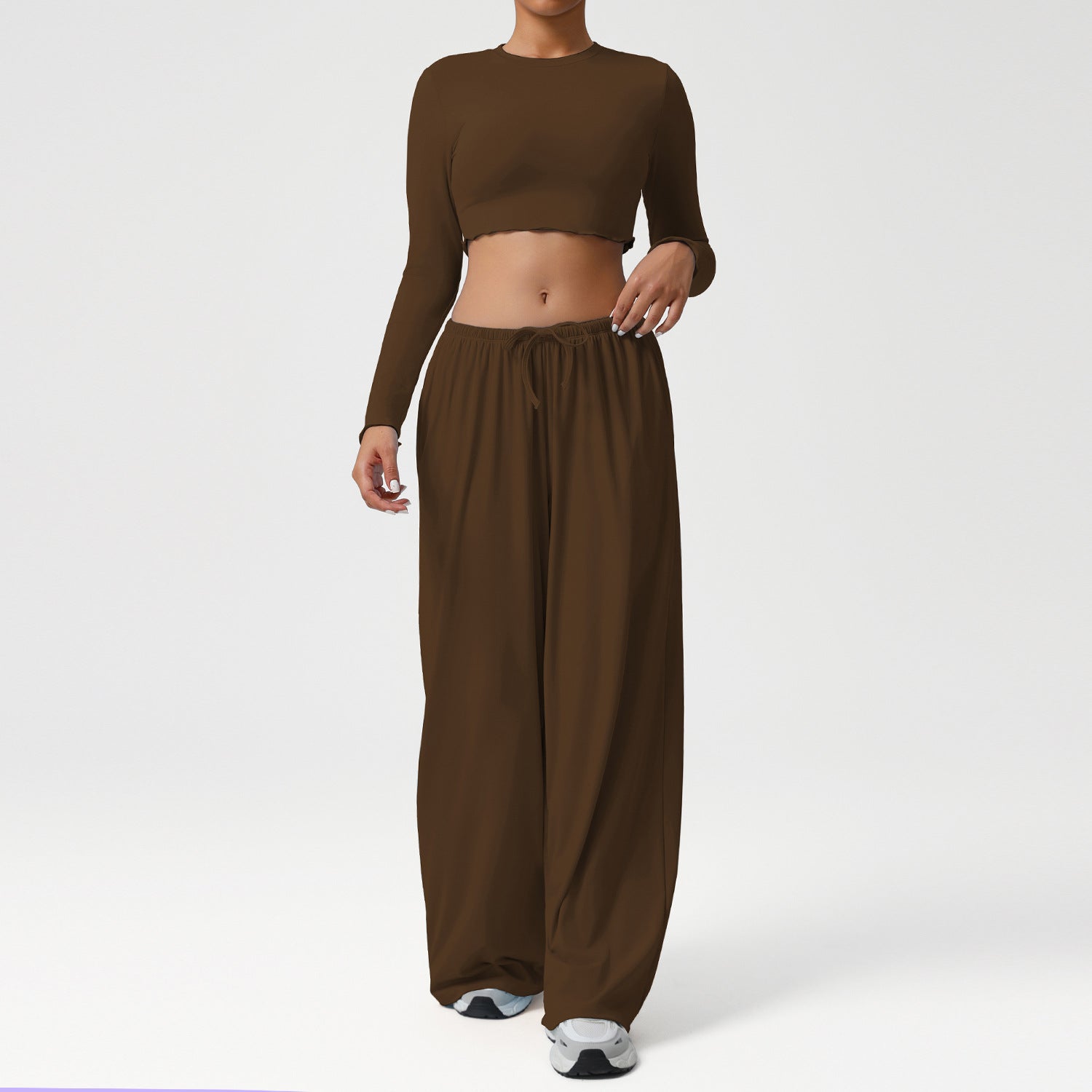 New style long sleeve tops with Loose drape wide-leg pants set