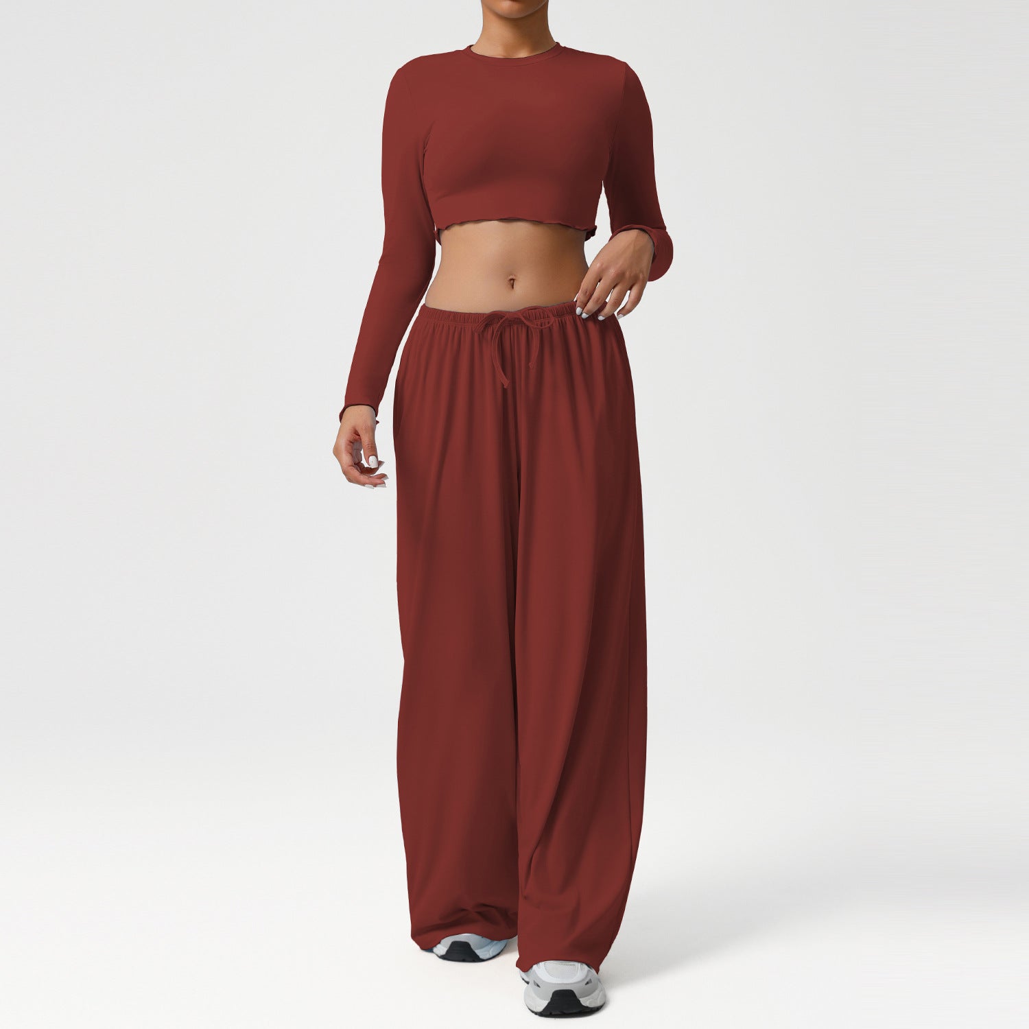 New style long sleeve tops with Loose drape wide-leg pants set