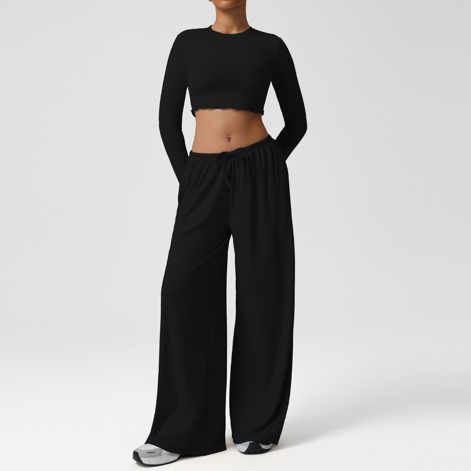 New style long sleeve tops with Loose drape wide-leg pants set