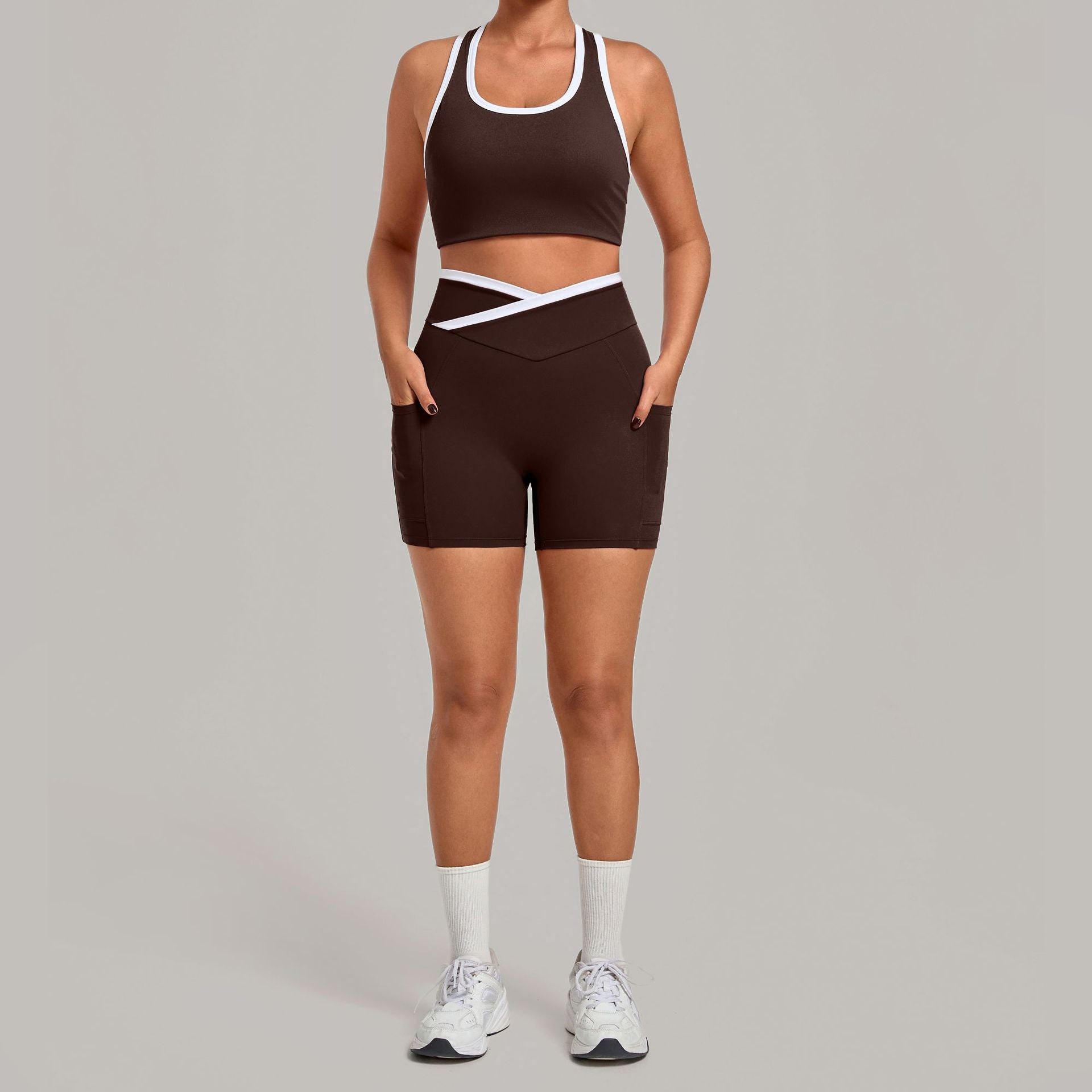 Women's hot-selling Tight tank top with shorts fitness yoga set