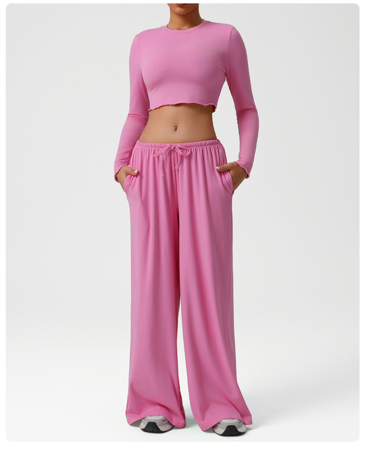 New style long sleeve tops with Loose drape wide-leg pants set