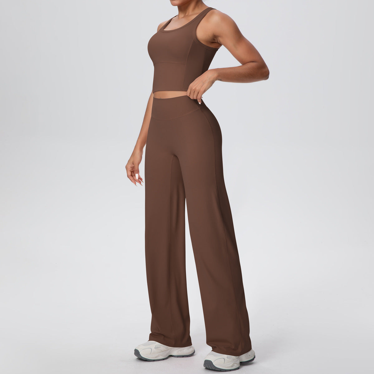 Breathable Long Wide-Leg Yoga Suit Sports Running Fitness Two-Piece Set