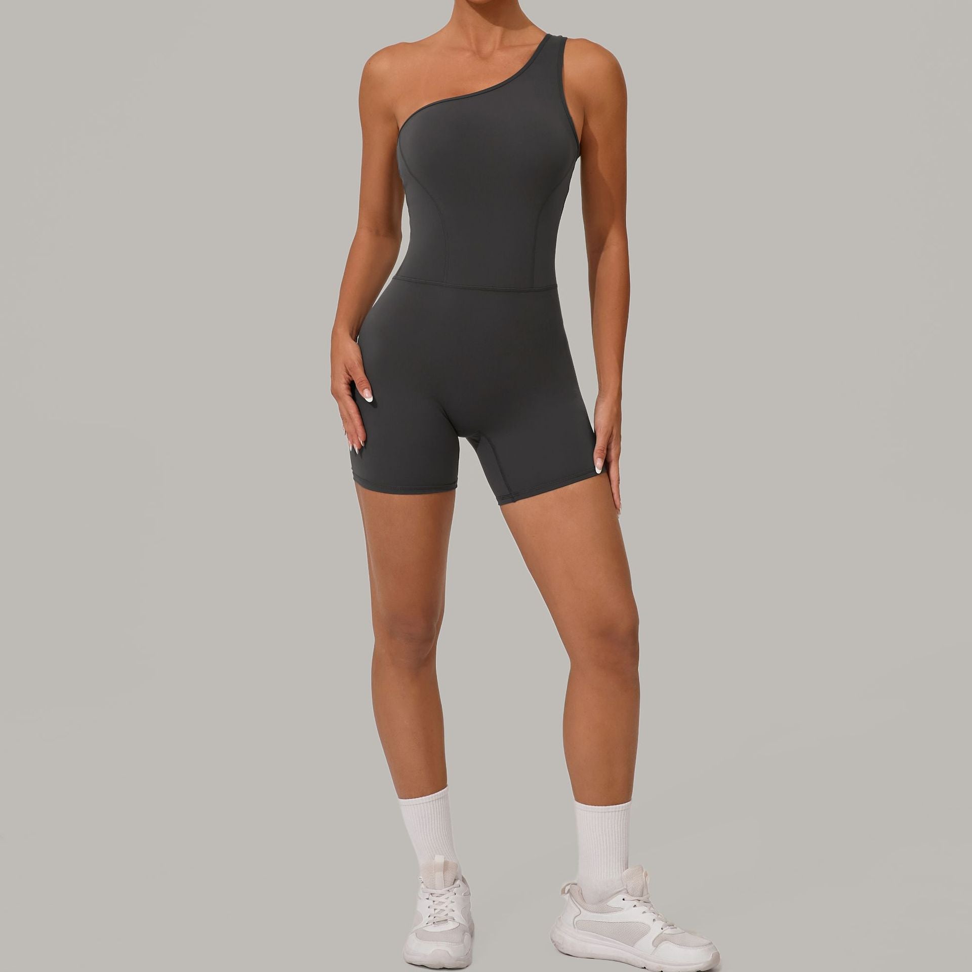 One-shoulder sports yoga jumpsuit