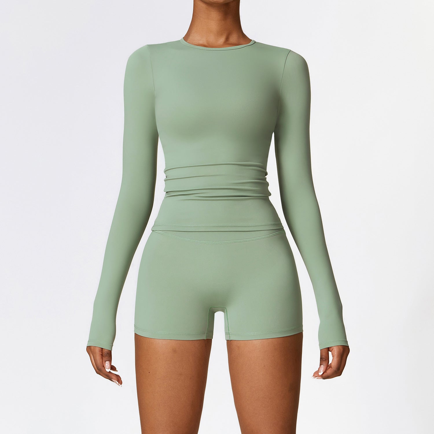 Women's quick-drying long sleeve tops with shorts set