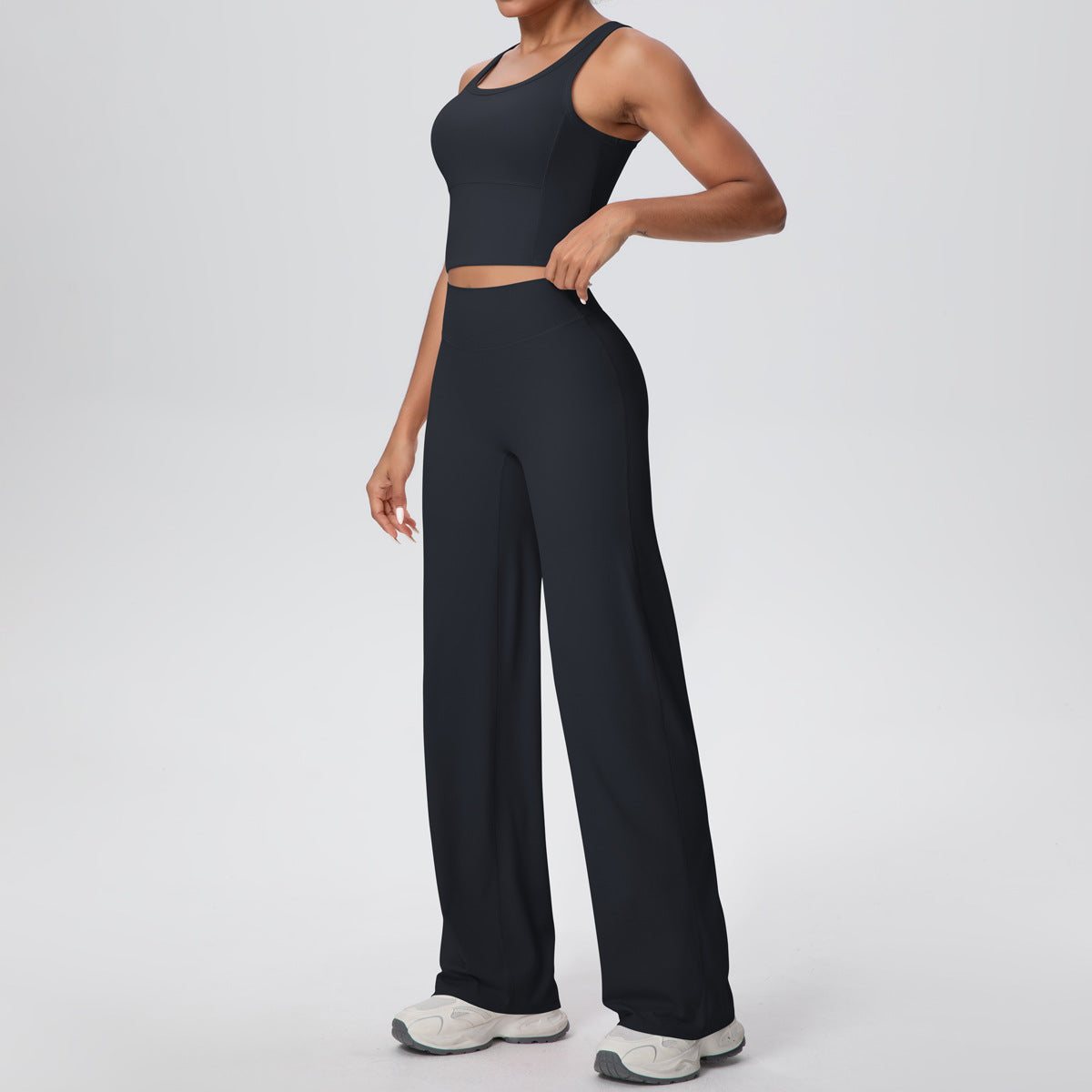 Breathable Long Wide-Leg Yoga Suit Sports Running Fitness Two-Piece Set