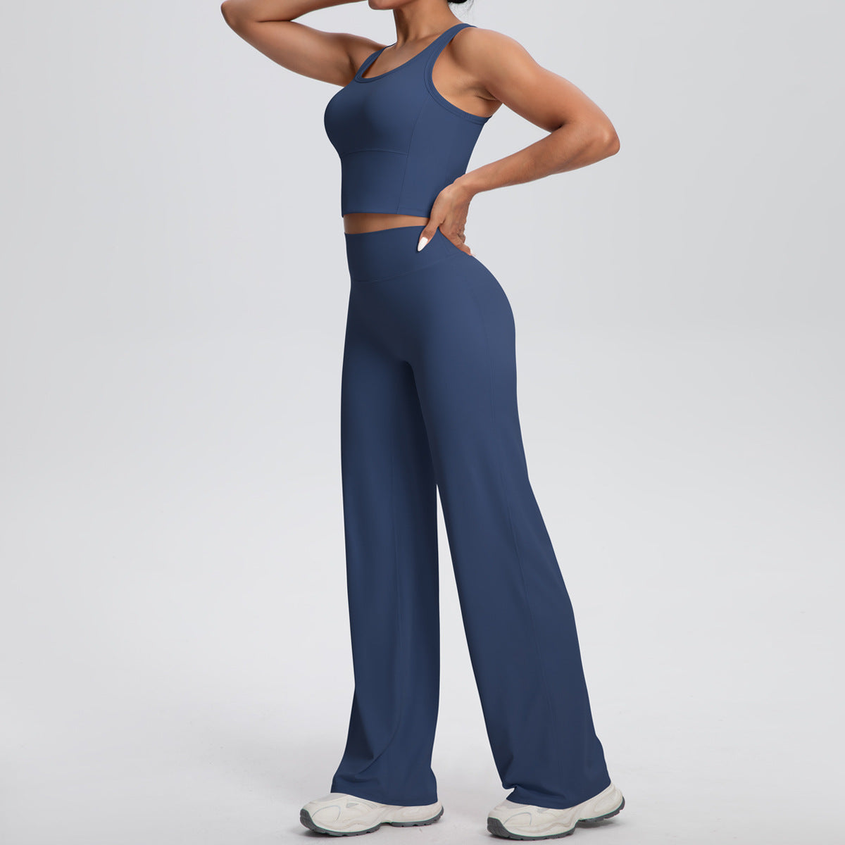 Breathable Long Wide-Leg Yoga Suit Sports Running Fitness Two-Piece Set