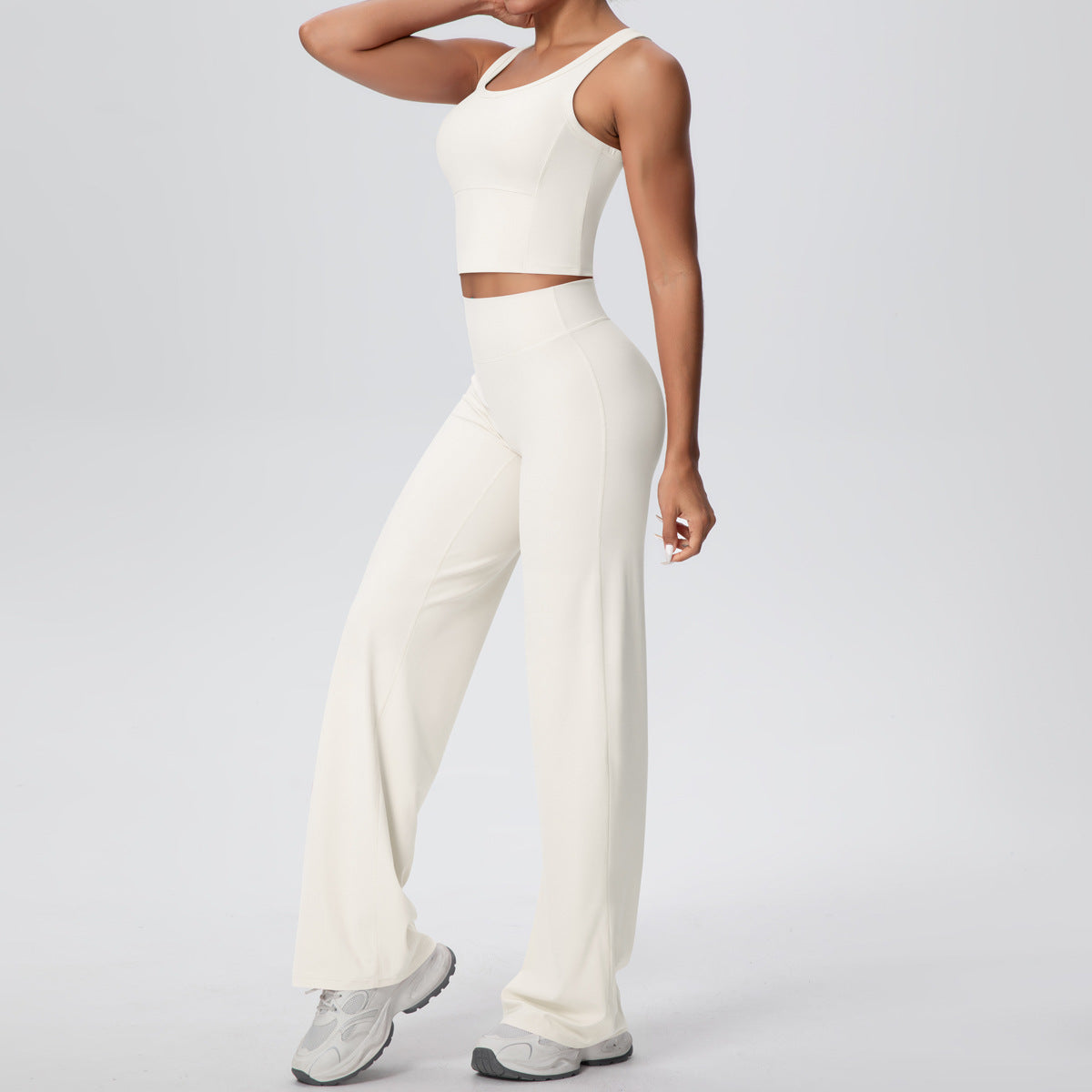 Breathable Long Wide-Leg Yoga Suit Sports Running Fitness Two-Piece Set