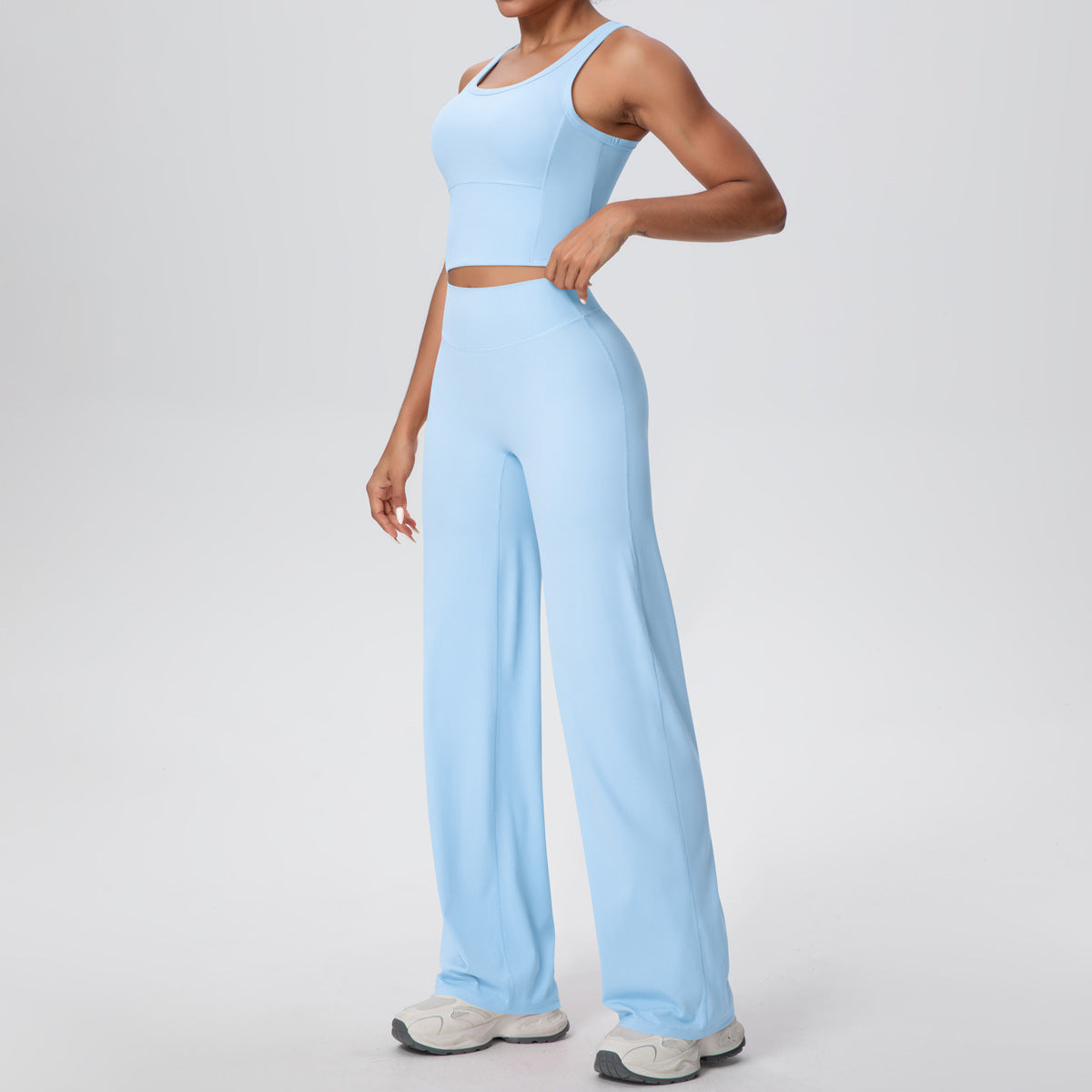 Breathable Long Wide-Leg Yoga Suit Sports Running Fitness Two-Piece Set