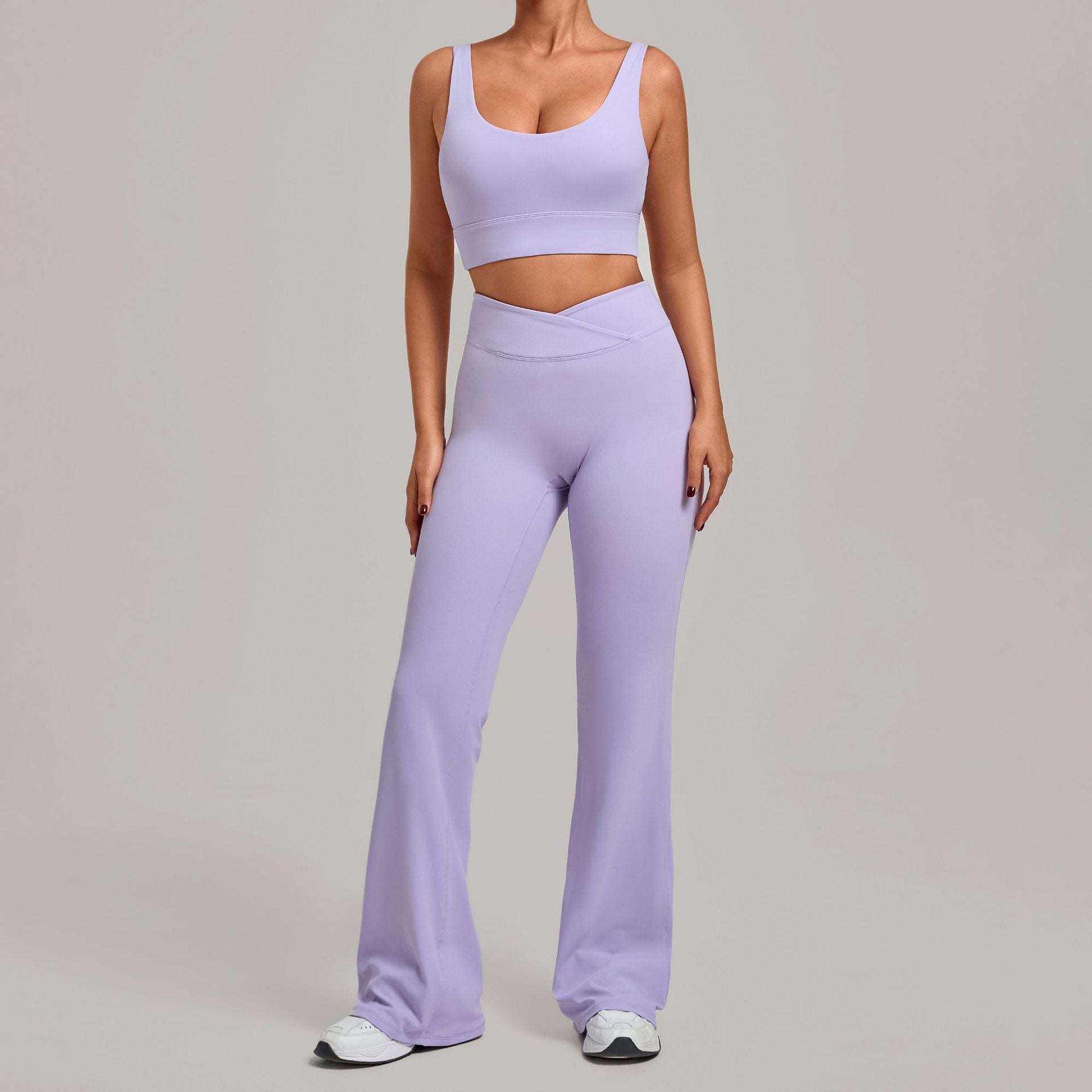 Tight Quick-Drying Gym Set with Sports Bra and Flared Pants