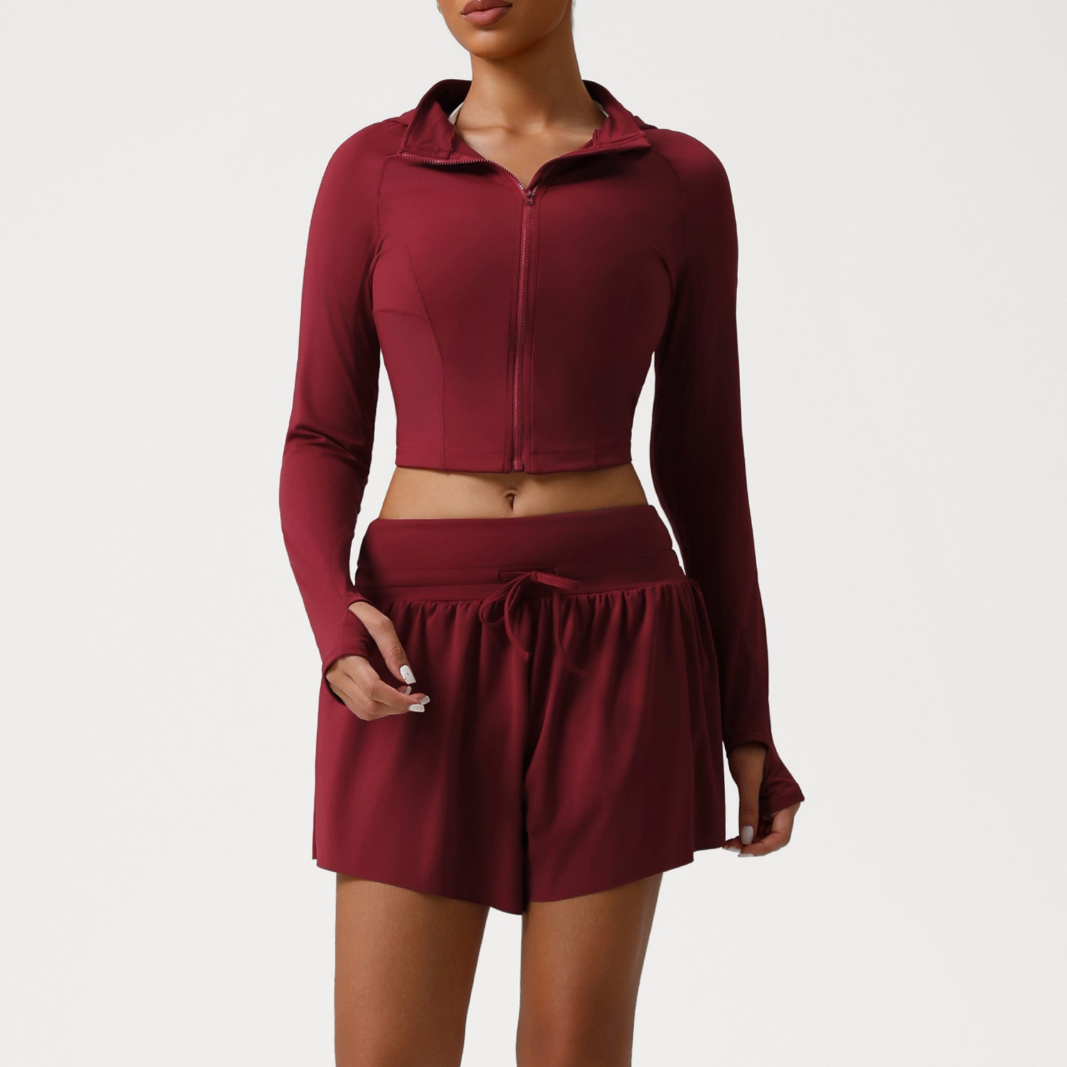 Casual Sports Hooded Suit Slim Fit Jacket Yoga Set