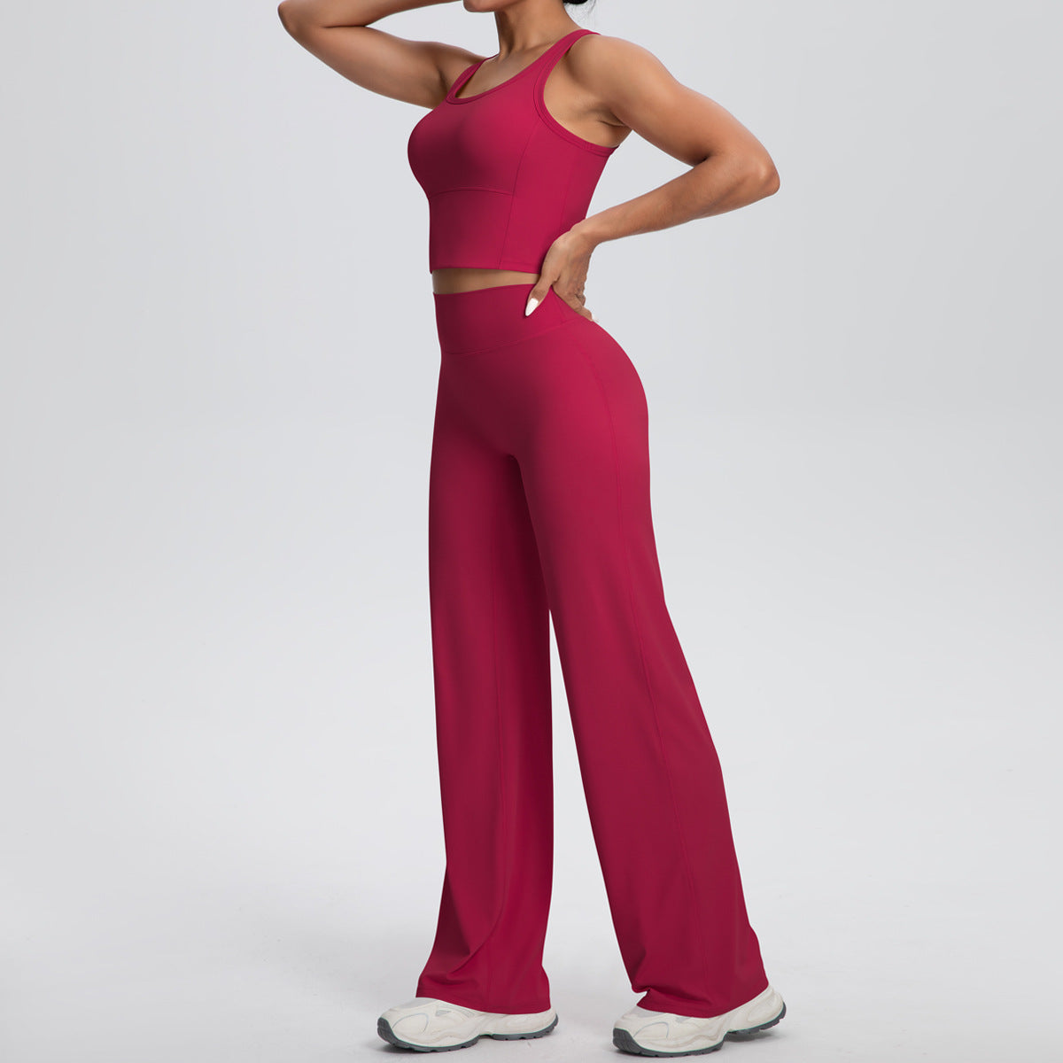 Breathable Long Wide-Leg Yoga Suit Sports Running Fitness Two-Piece Set