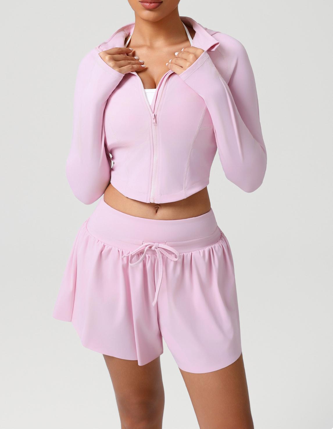 Casual Sports Hooded Suit Slim Fit Jacket Yoga Set